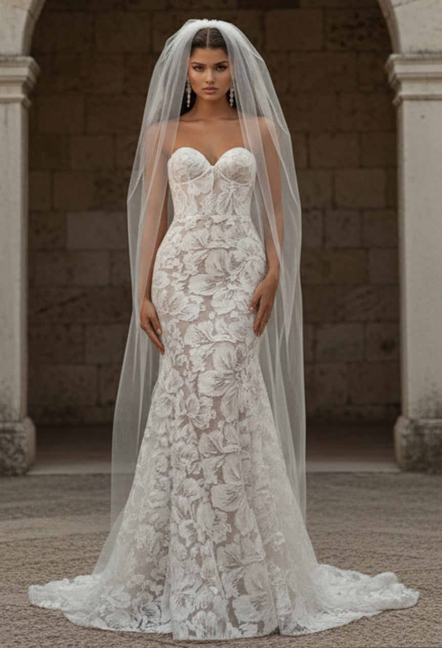 Sweetheart Floor-Length Lace Wedding Mermaid/Trumpet Jovani JB99067
