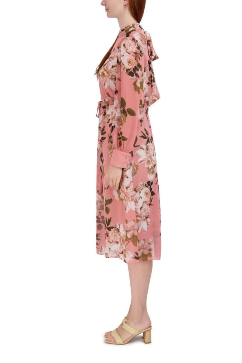 Julia Jordan JJ38986 Floral Print Long Sleeve Ruffle Midi Dress