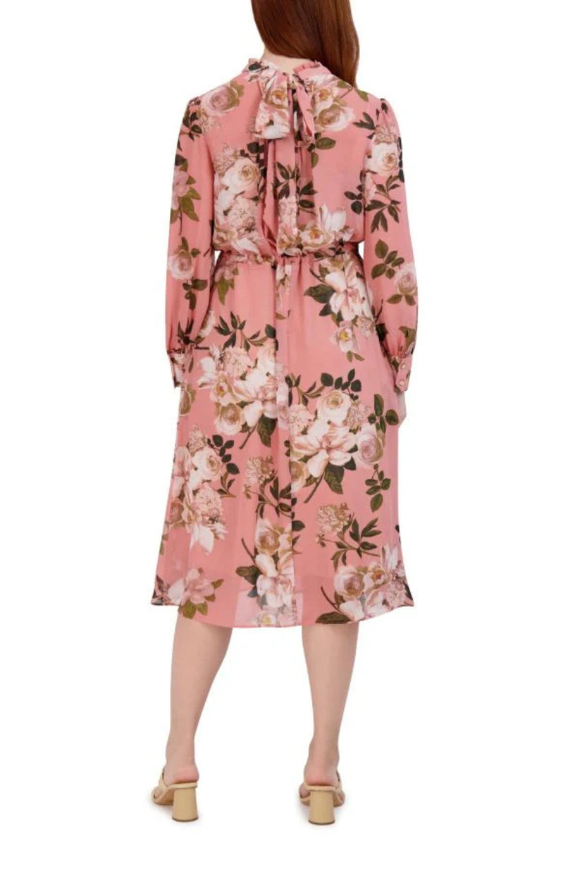 Julia Jordan JJ38986 Floral Print Long Sleeve Ruffle Midi Dress