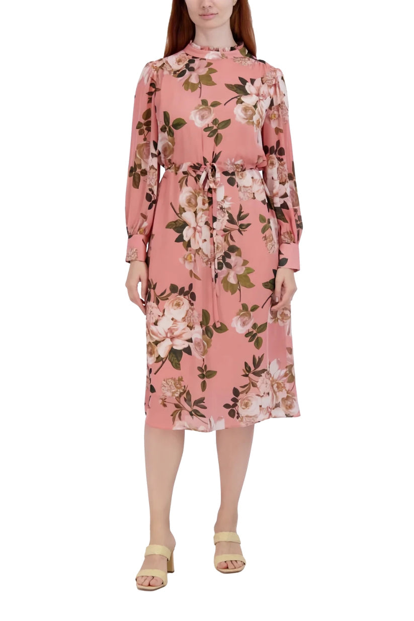 Julia Jordan JJ38986 Floral Print Long Sleeve Ruffle Midi Dress