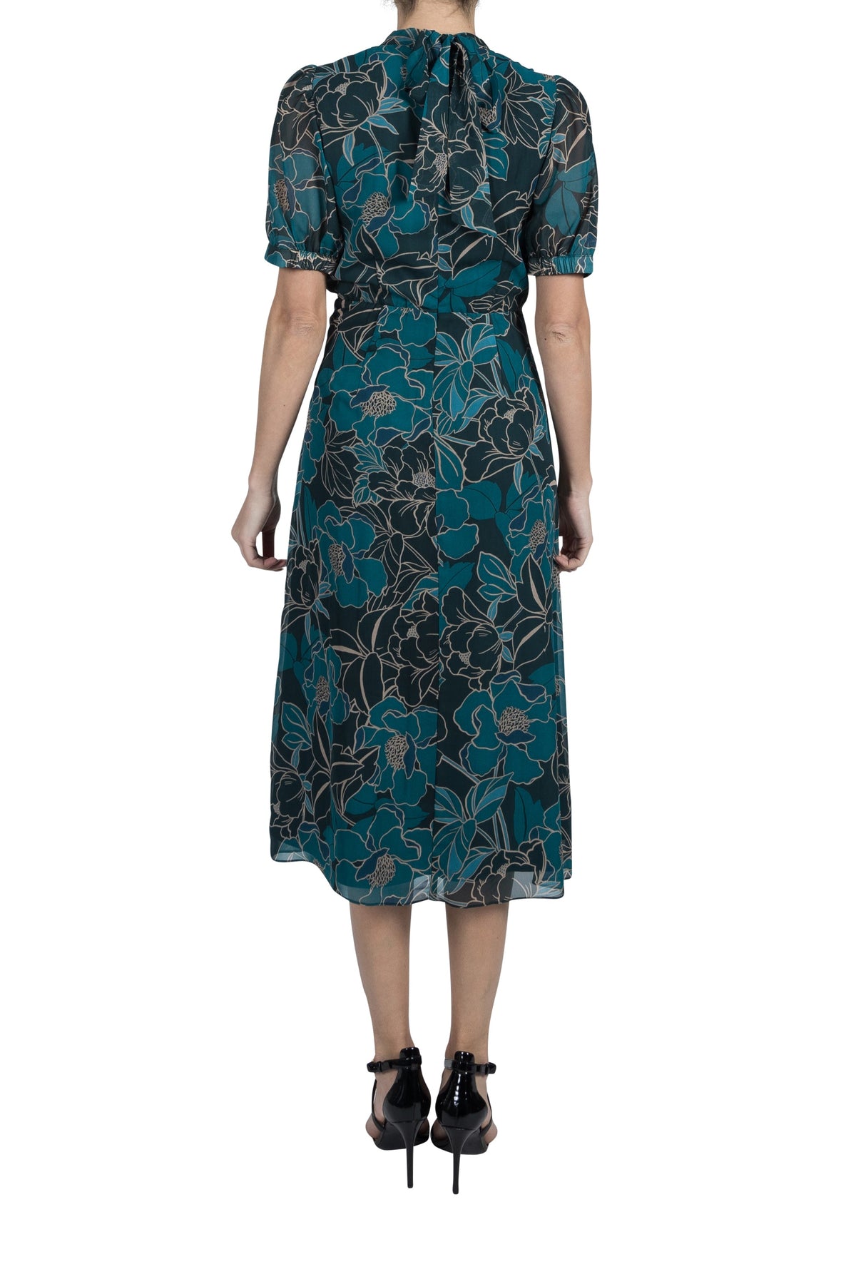 Mock Neck Balloon Sleeve Midi Dress Julia Jordan JJ39604