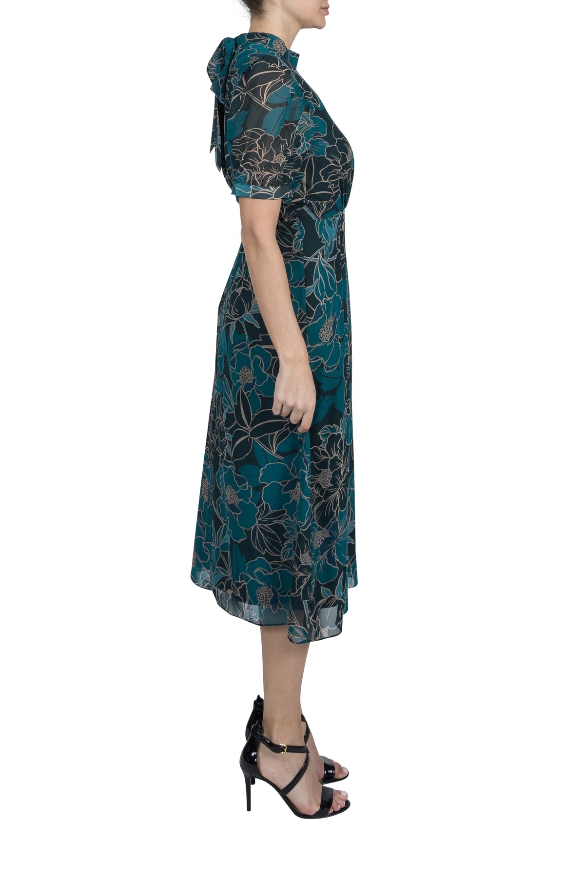Mock Neck Balloon Sleeve Midi Dress Julia Jordan JJ39604