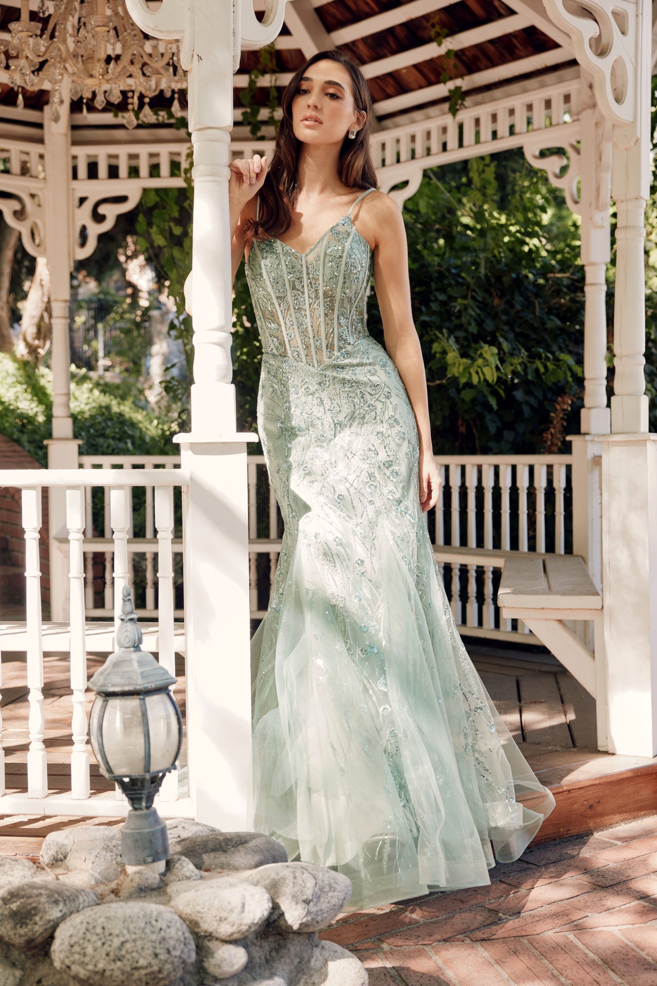 Prom Dresses Corset Boning Mermaid Formal Long Prom Dress Sage Green