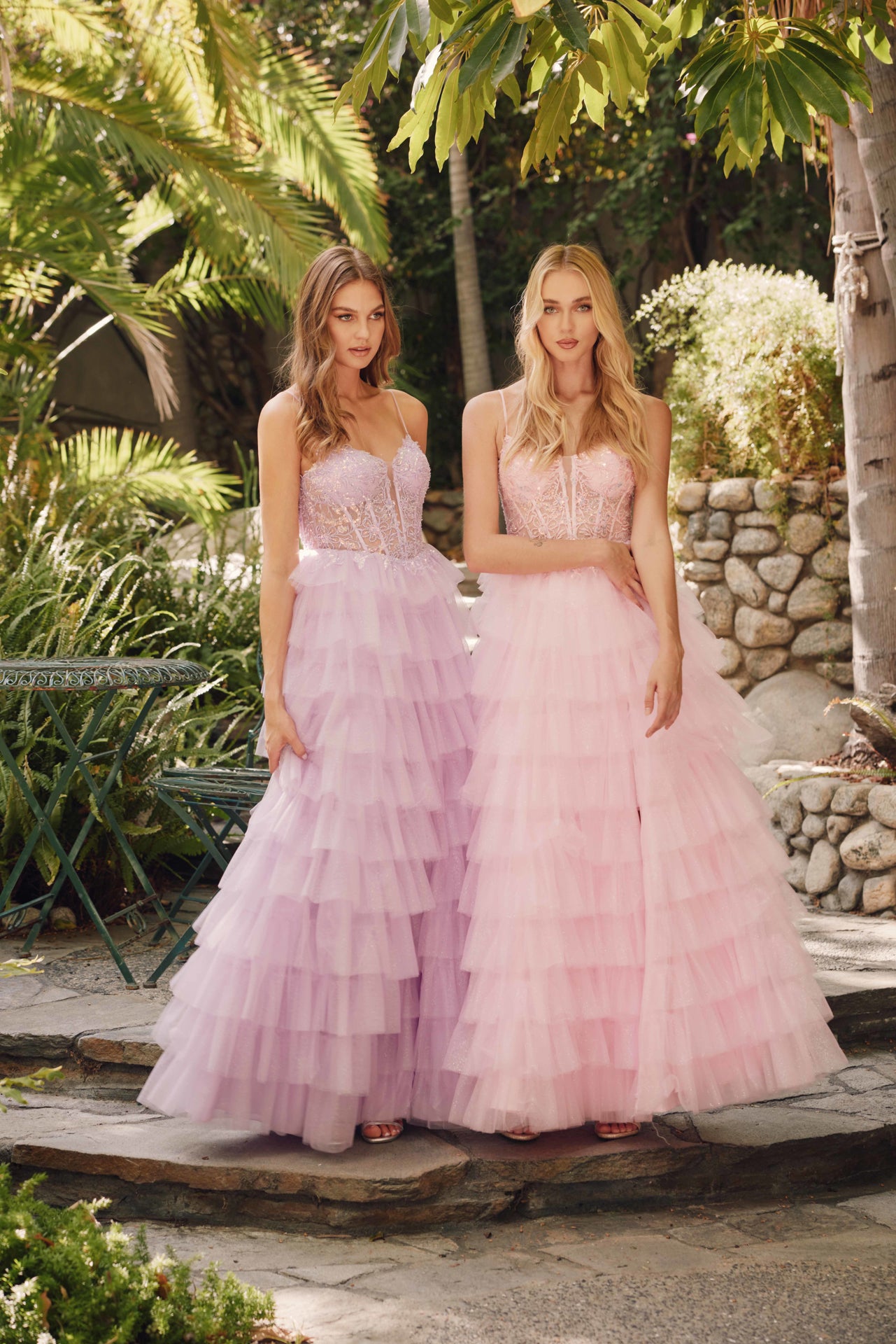Prom Dresses Glitter Ruffle Skirt Prom Long Ball Gown Lilac