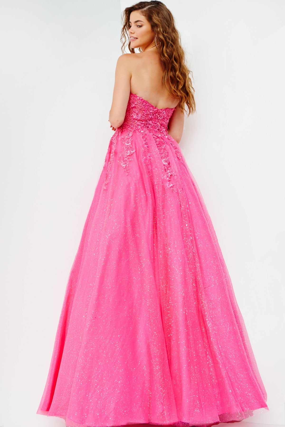 Prom Dresses Glitter Long Ball Gown A Line Prom Dress Fuchsia