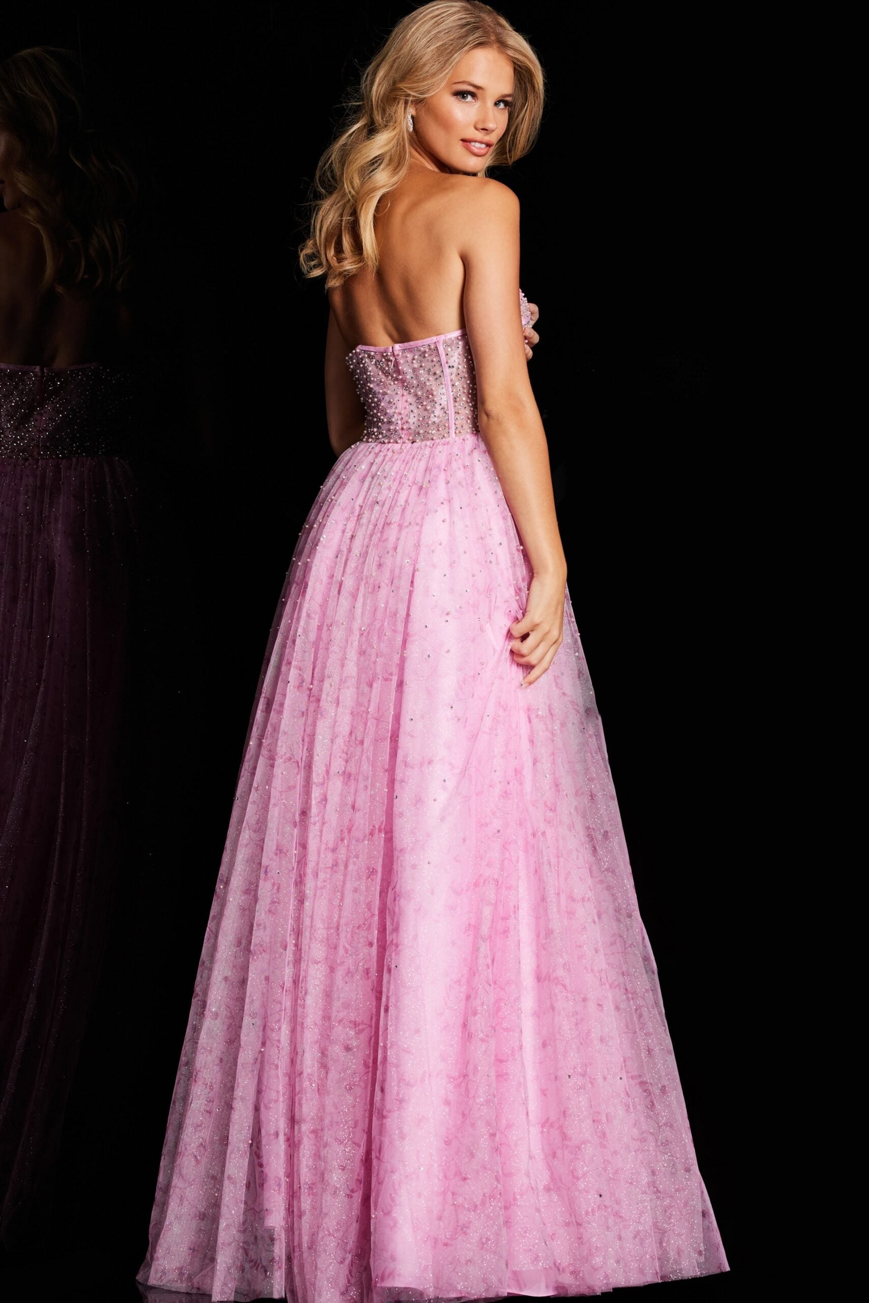 Prom Dresses A Line Beaded Long Formal Prom Dress Pink