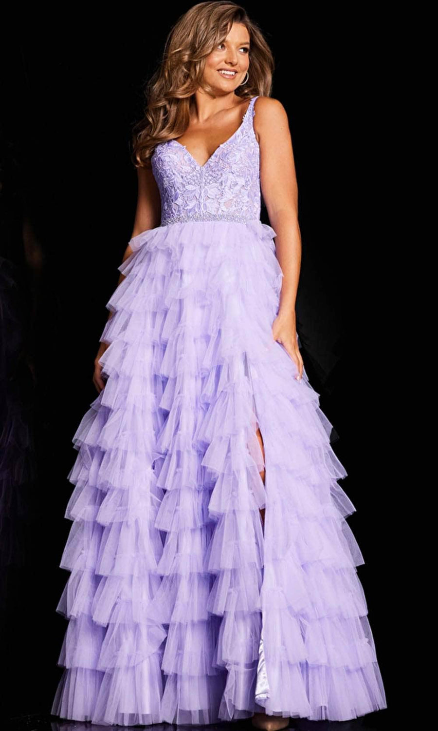 Prom Dresses Long Formal Slit Layered Prom Dress Lilac