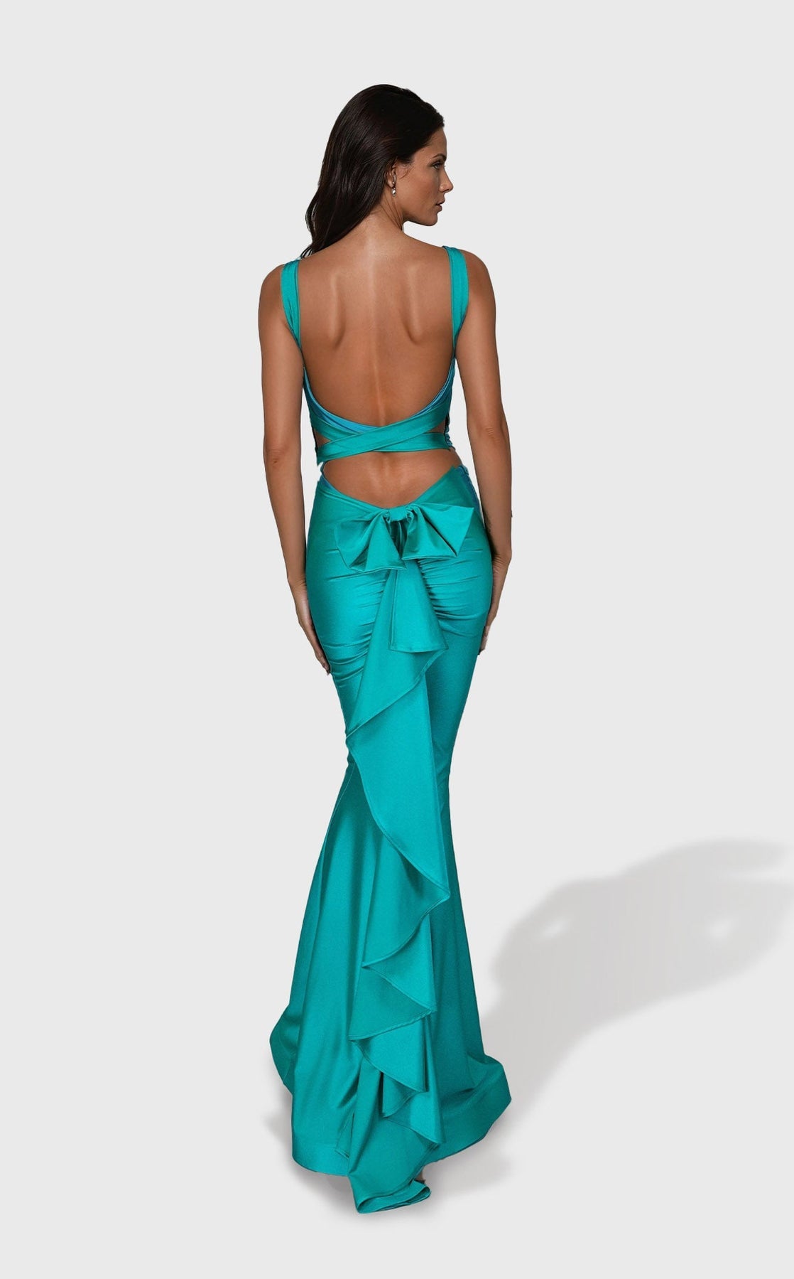 Prom Dresses Formal Fitted Ruffle Long Prom Dress Hunter