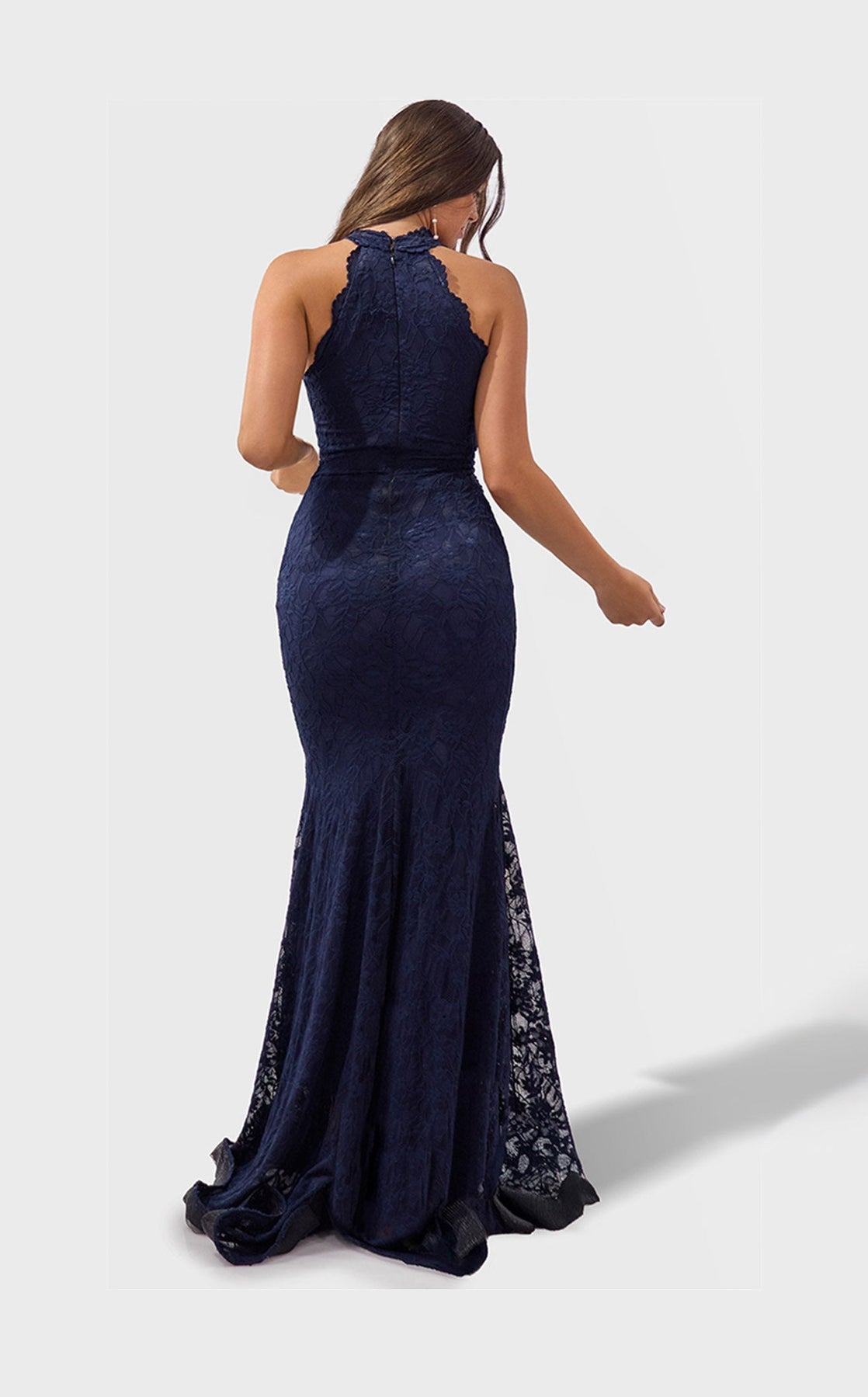 Prom Dresses Mermaid Lace Long Formal Prom Dress Navy