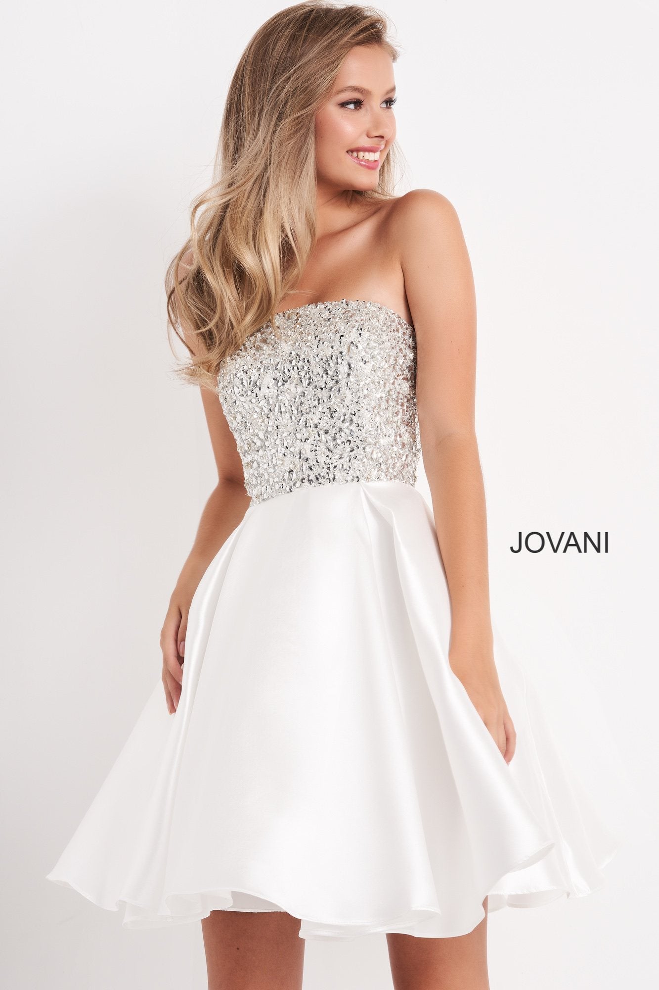Cocktail Dresses Prom Short Pleated Sequin Homecoming Girls Dresses Off White