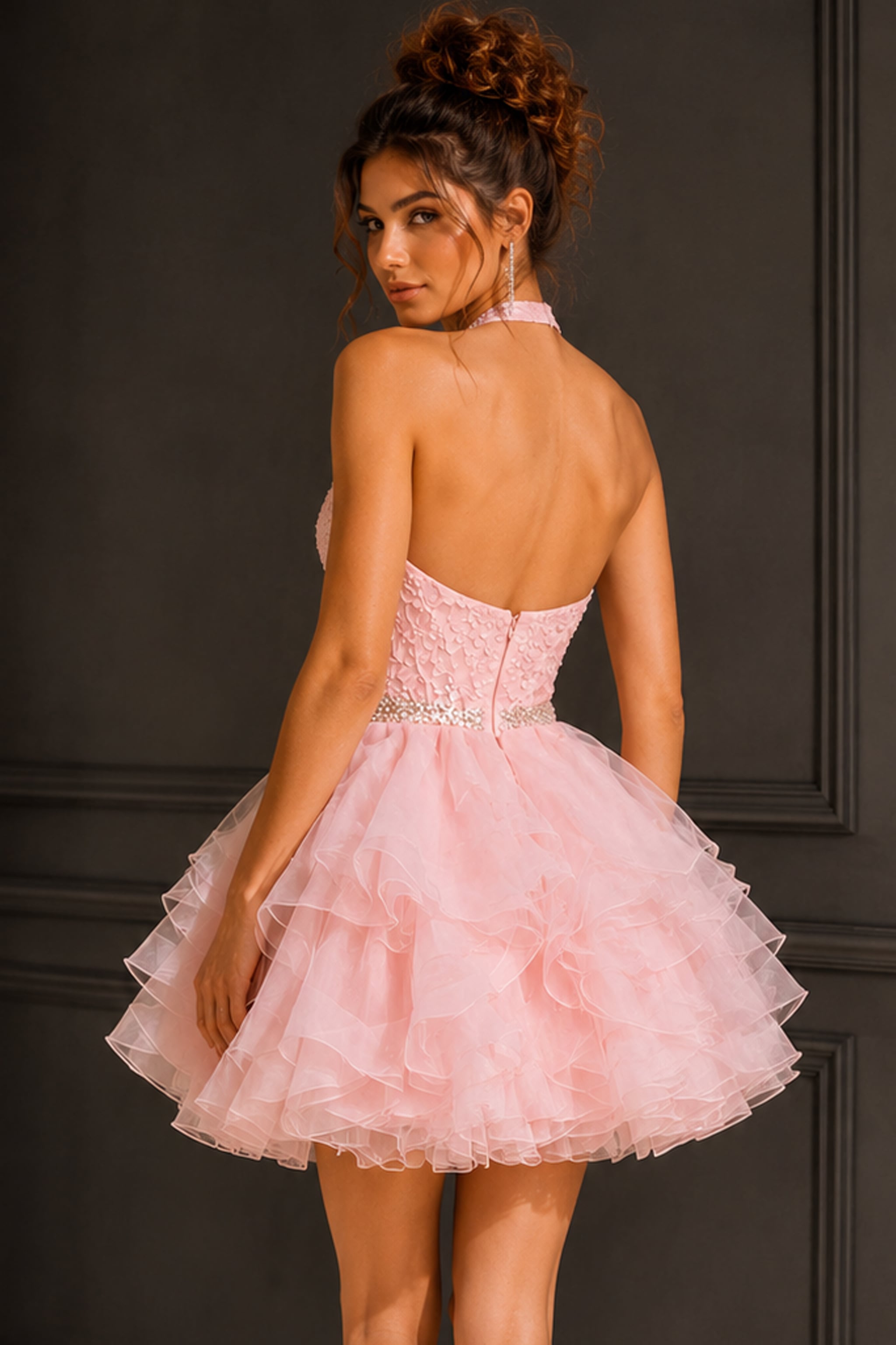 Halter Mini/Short Tulle Cocktail Fit & Flare Jovani K52182