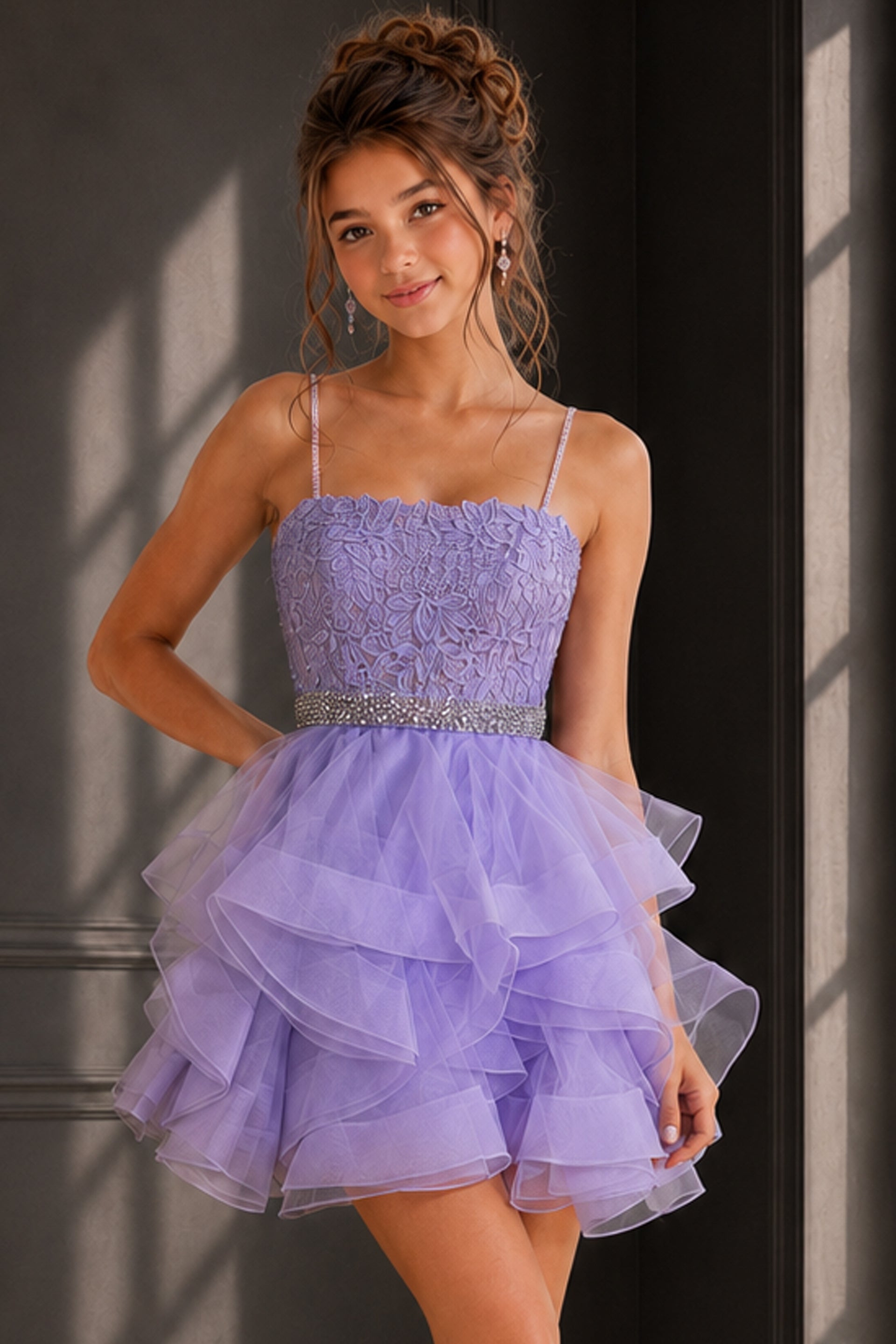 Prom Dresses Homecoming Short Beaded Cocktail Girls Dresses Lilac