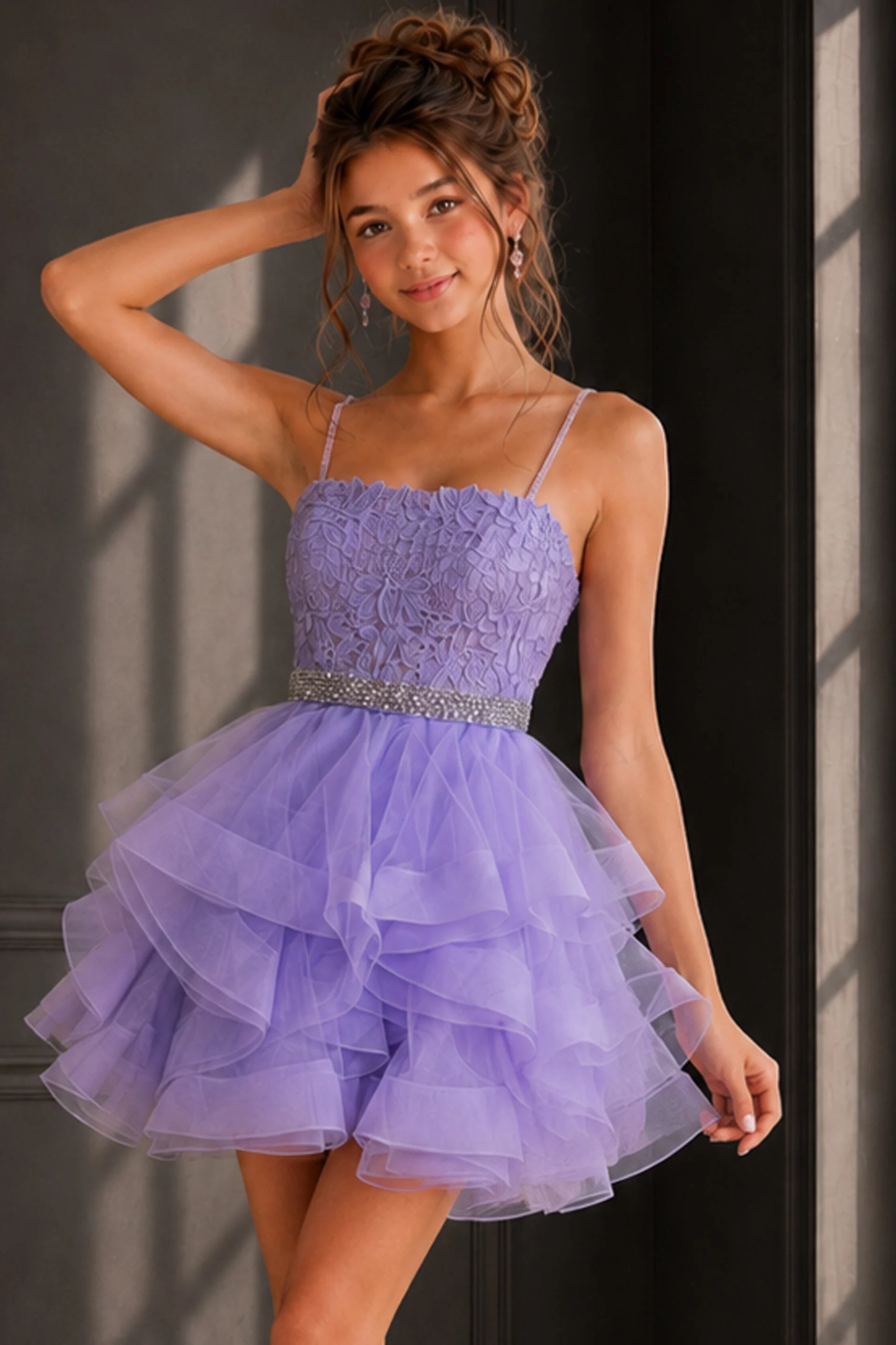 Prom Dresses Homecoming Short Beaded Cocktail Girls Dresses Lilac