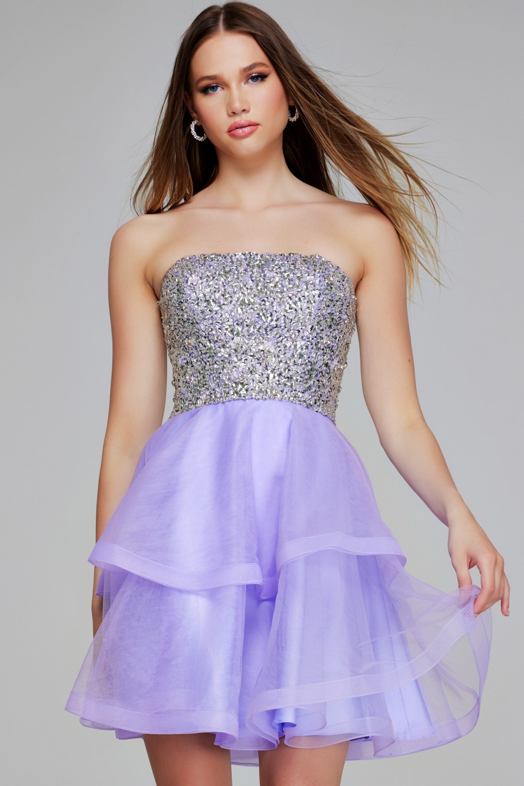 Homecoming Dress Sparkly Sequin For Teens - Long Sleeve V-Neck Tiered Prom Gown Sparkly Sequin Prom Dress For Teens Homecoming Dress Sparkly Sequin For Teens - Long Sleeve V-Neck Tiered Prom Gown Sparkly Sequin Prom Dress For Teens