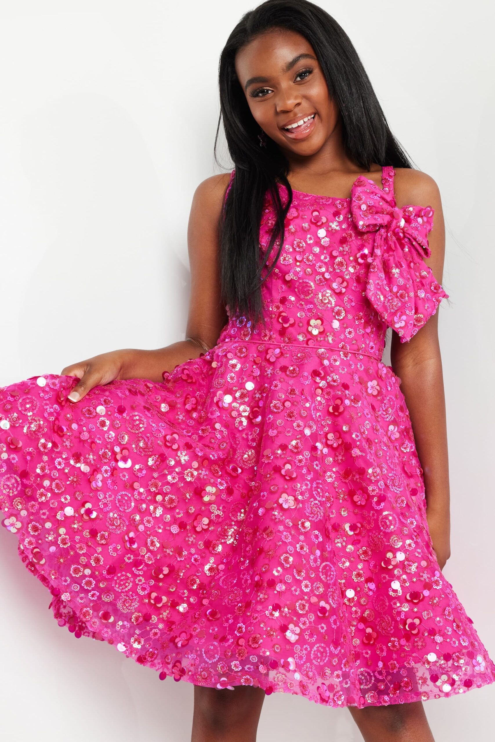 Cocktail Dresses Short Sequin Cocktail A Line Girls Dresses Fuchsia