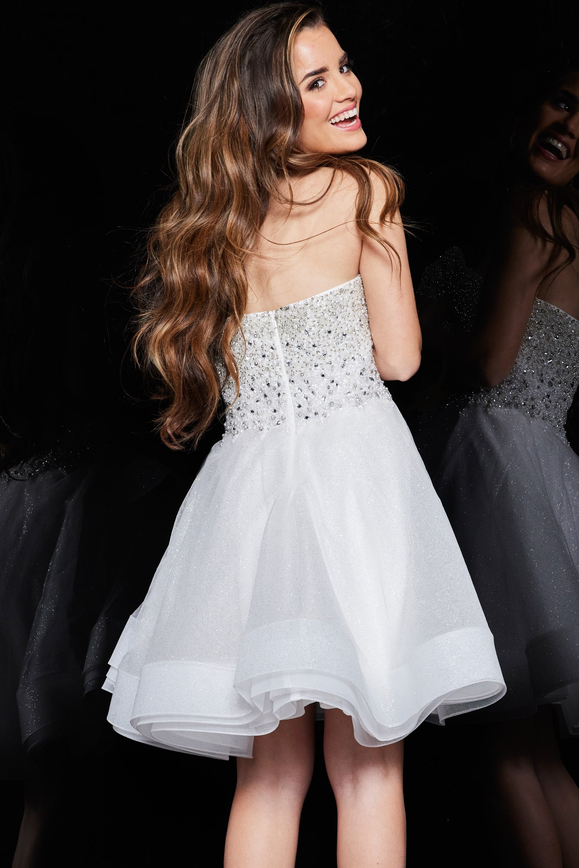 Strapless Short Tulle Homecoming Ball Gown Jovani K24050