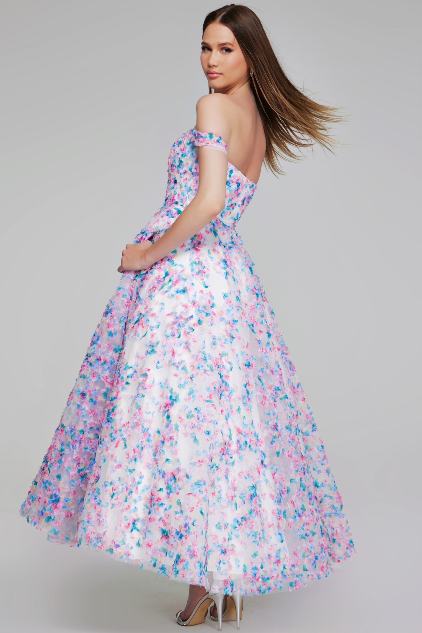 Prom Dresses Long A Line Floral Print Formal Girls Dresses Multi