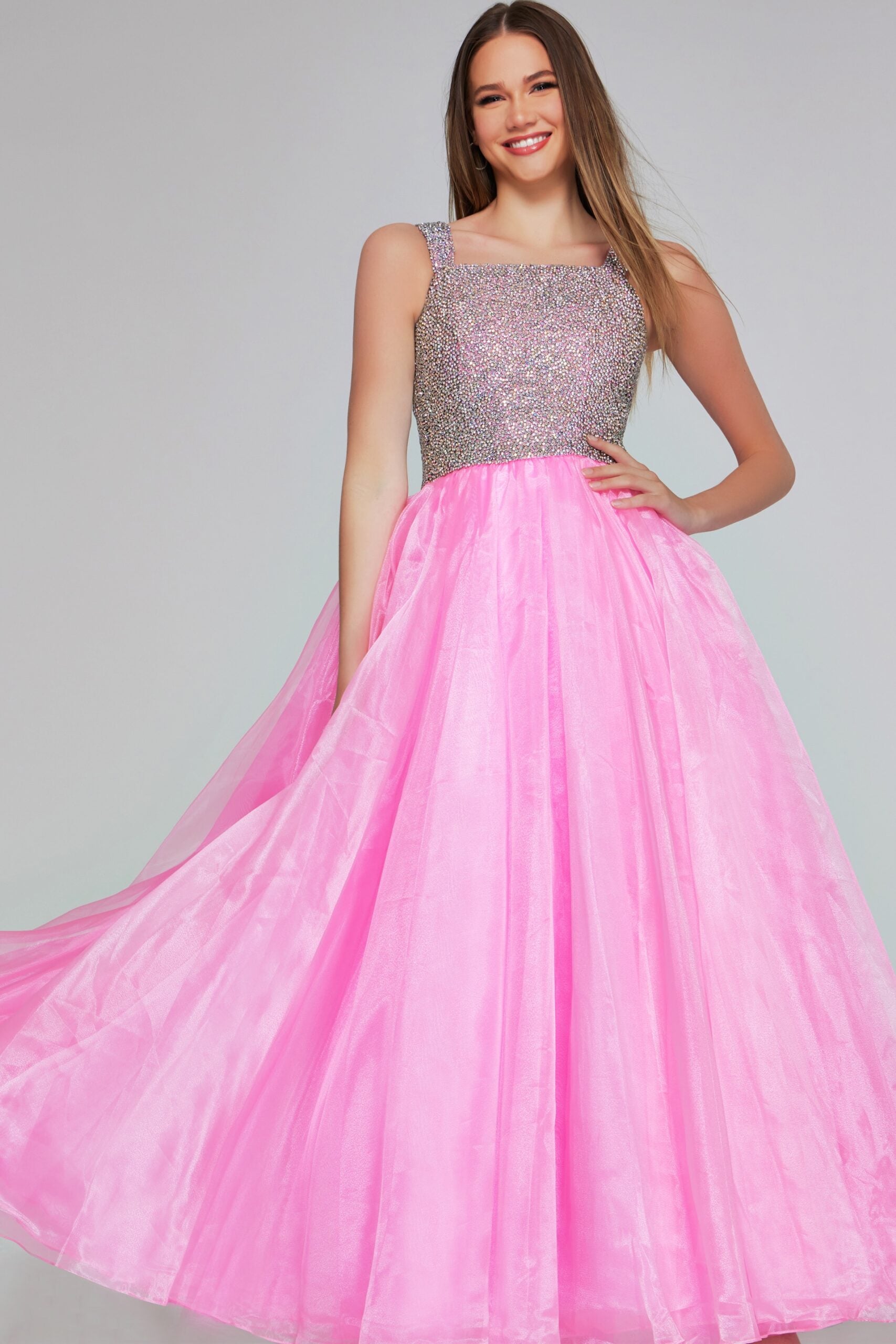 Prom Dresses Prom Beaded Long Ball Gown A Line Girls Dresses Hot Pink