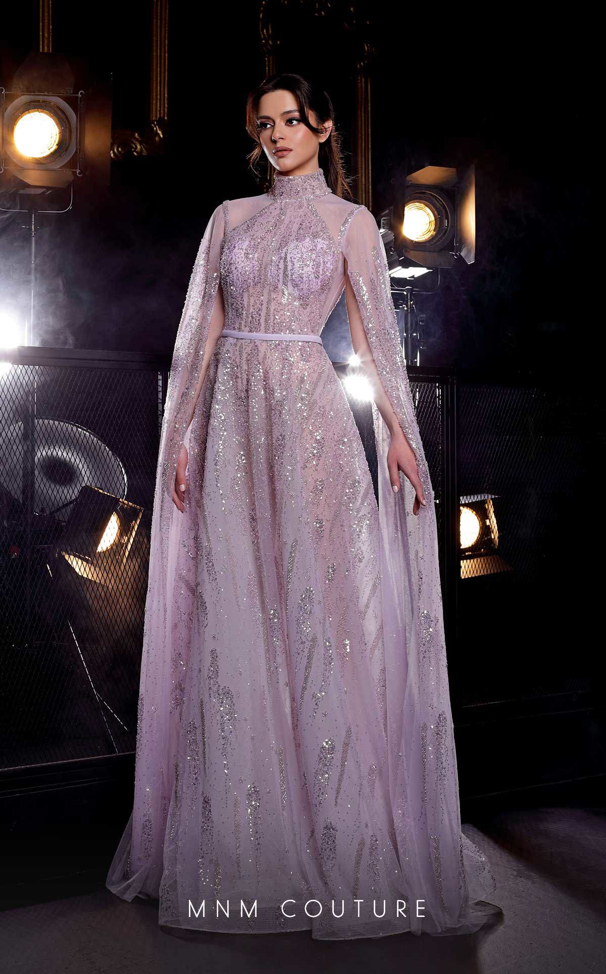 Mother of the Bride Dresses Long Formal Cape Sequin Mother of the Bride Dress MNM Couture K3975 Silver
