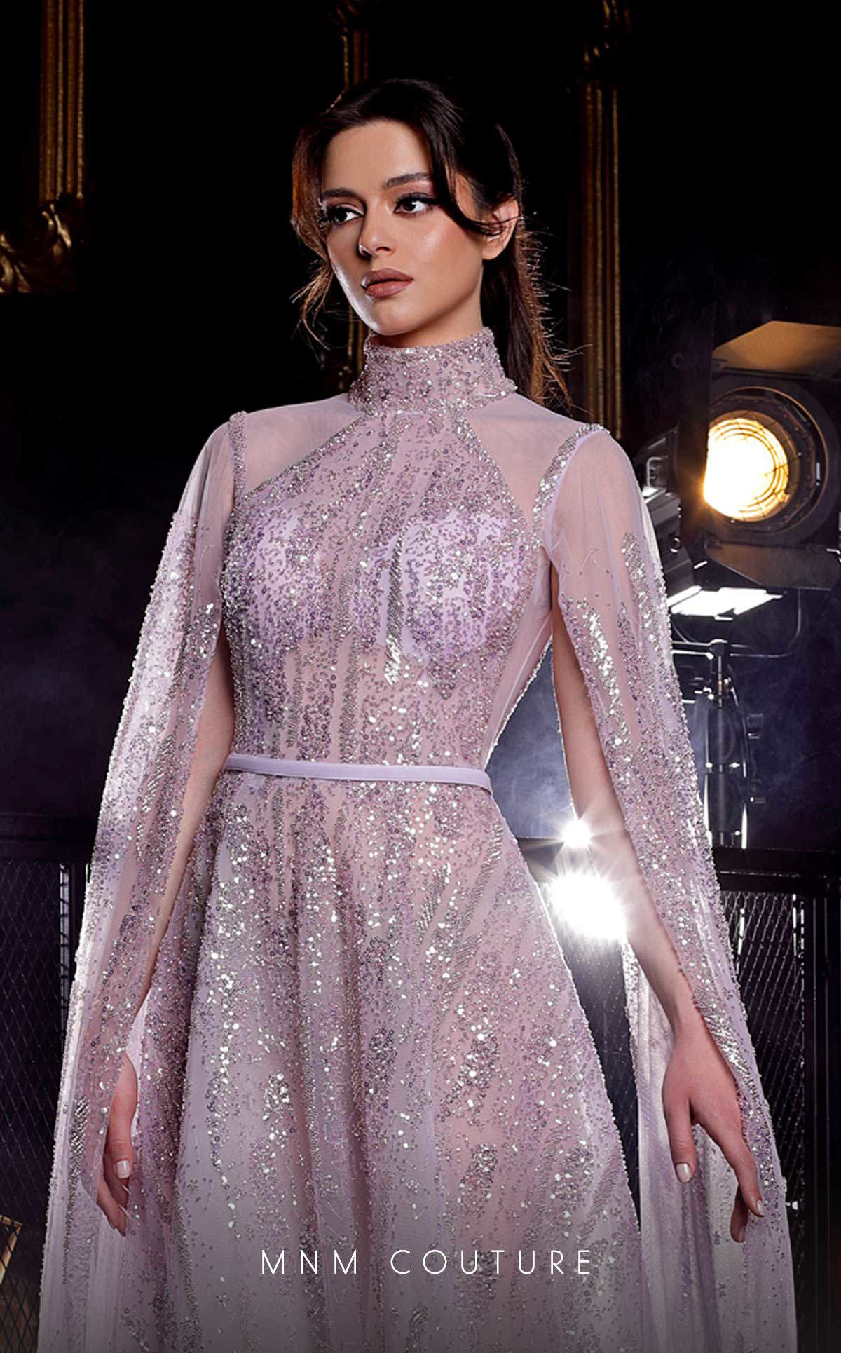 Mother of the Bride Dresses Long Formal Cape Sequin Mother of the Bride Dress MNM Couture K3975 Silver