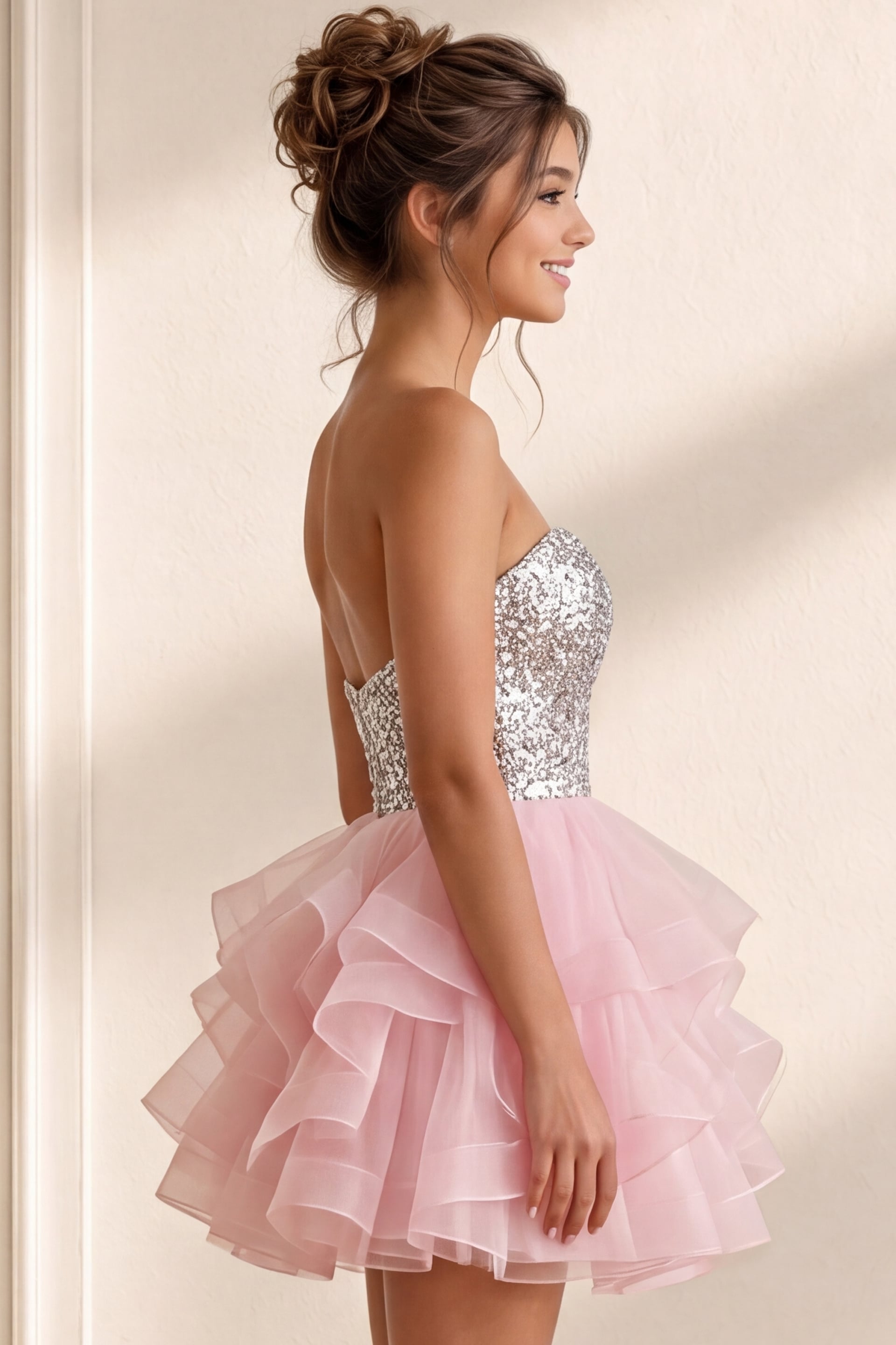 Strapless Straight Neck Mini Tulle Cocktail Fit & Flare Jovani K39938