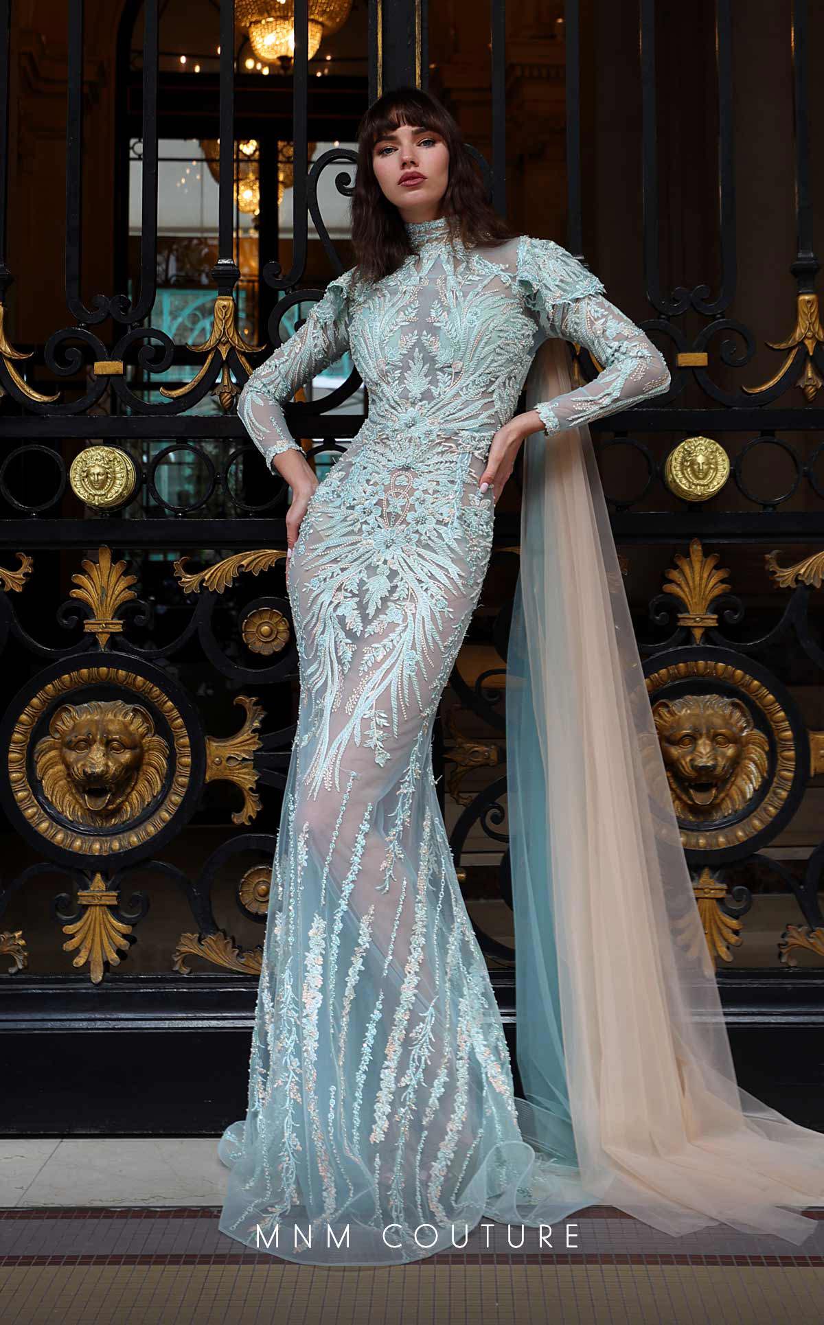 Aqua MNM Couture K4008 Long Fitted Evening Gown Beaded Formal