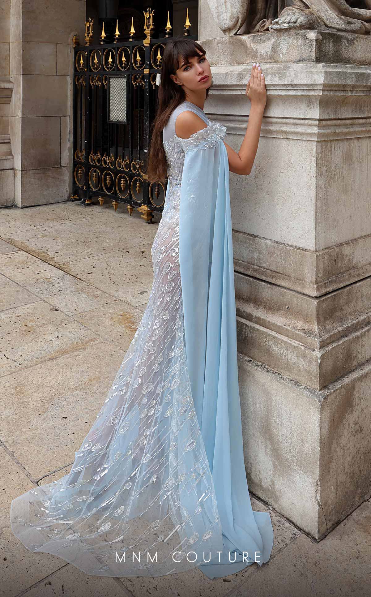 Formal Dresses Long Formal Fitted Sequin Dress Light Blue