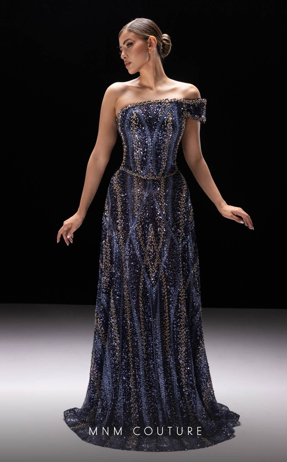 Prom Dresses Long Formal Beaded Sequin Prom Dress Navy Blue
