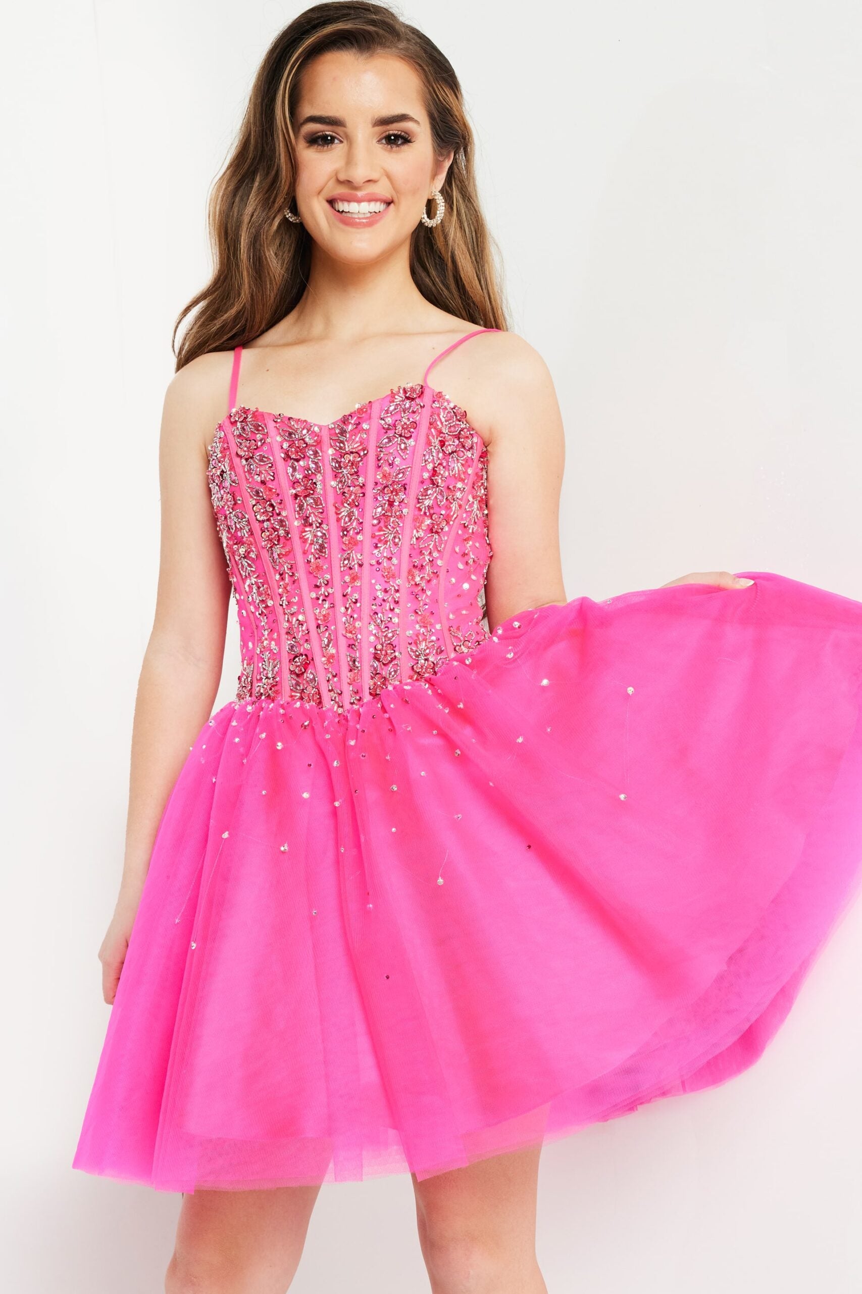 Cocktail Dresses Beaded Short Homecoming A Line Girls Dresses Fuchsia