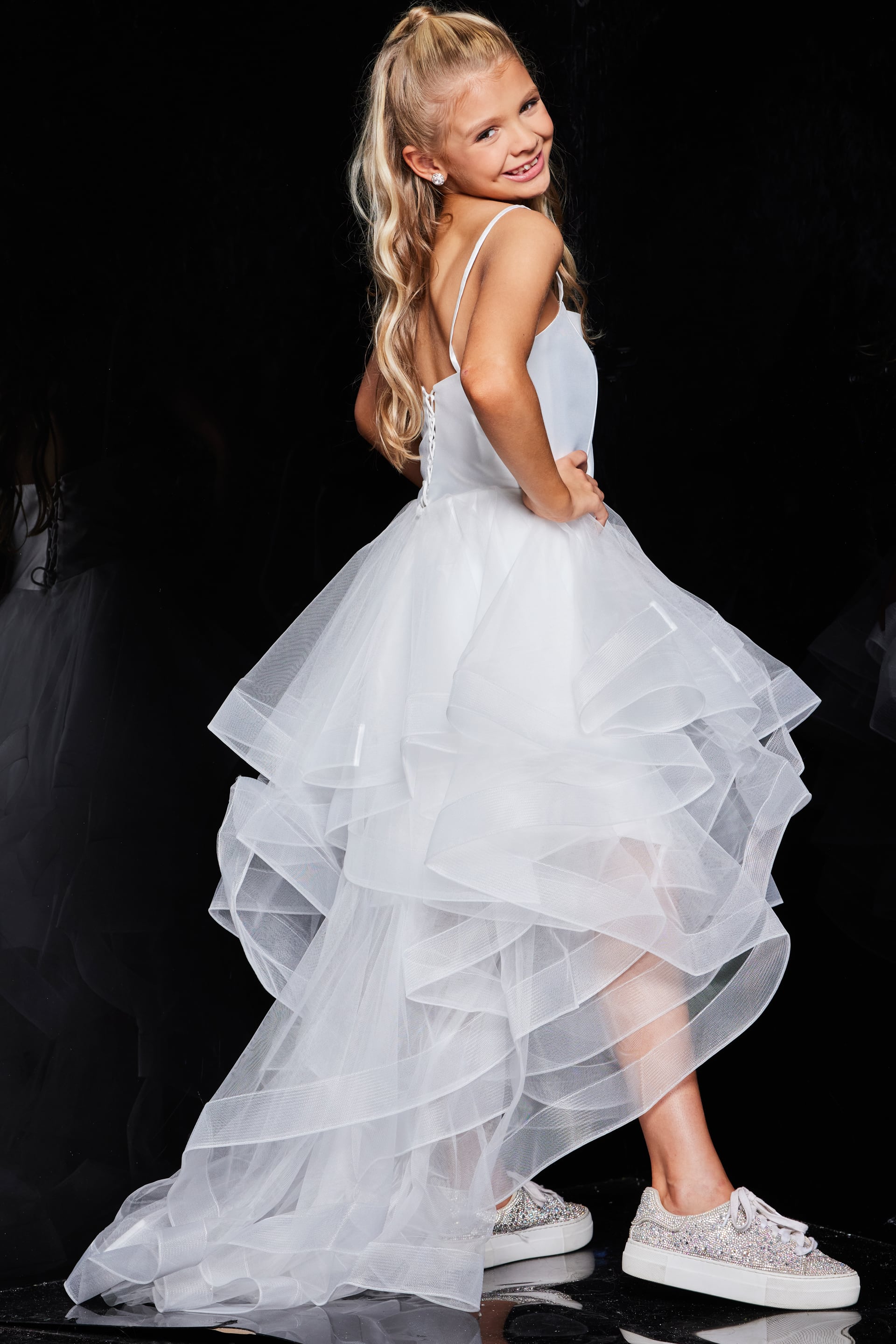 Square Neck High-Low Organza Prom Ball Gown Jovani K66708