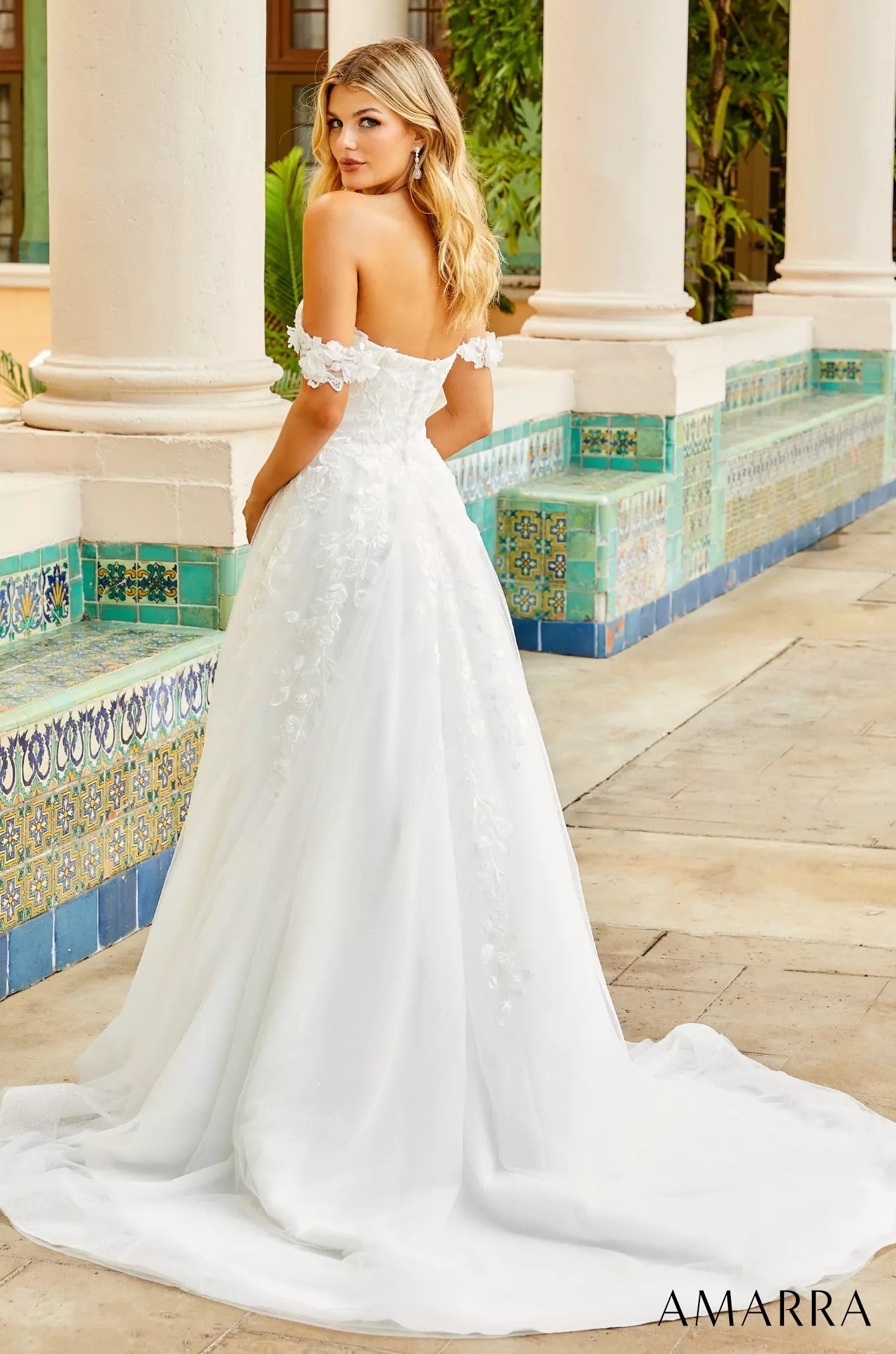 Wedding Dresses Floral Lace Ball Gown Long Bridal Wedding Dress Amarra 84395 Ivory/Ivory