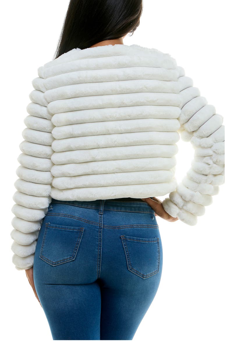 Long Sleeve Ribbed Faux Fur Bolero Nina Leonard L8525DF