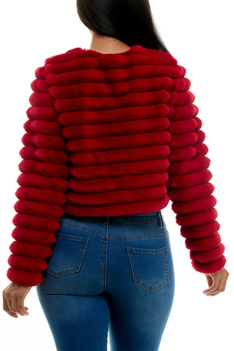 Long Sleeve Ribbed Faux Fur Bolero Nina Leonard L8525DF