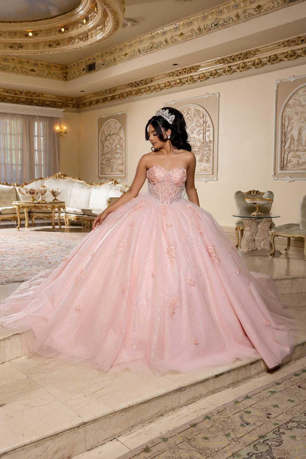 Sweetheart Floor-Length Tulle Quinceañera Ball Gown May Queen LK288