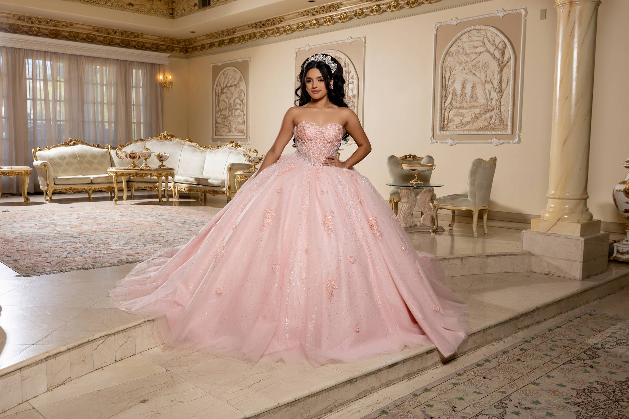 Sweetheart Floor-Length Tulle Quinceañera Ball Gown May Queen LK288