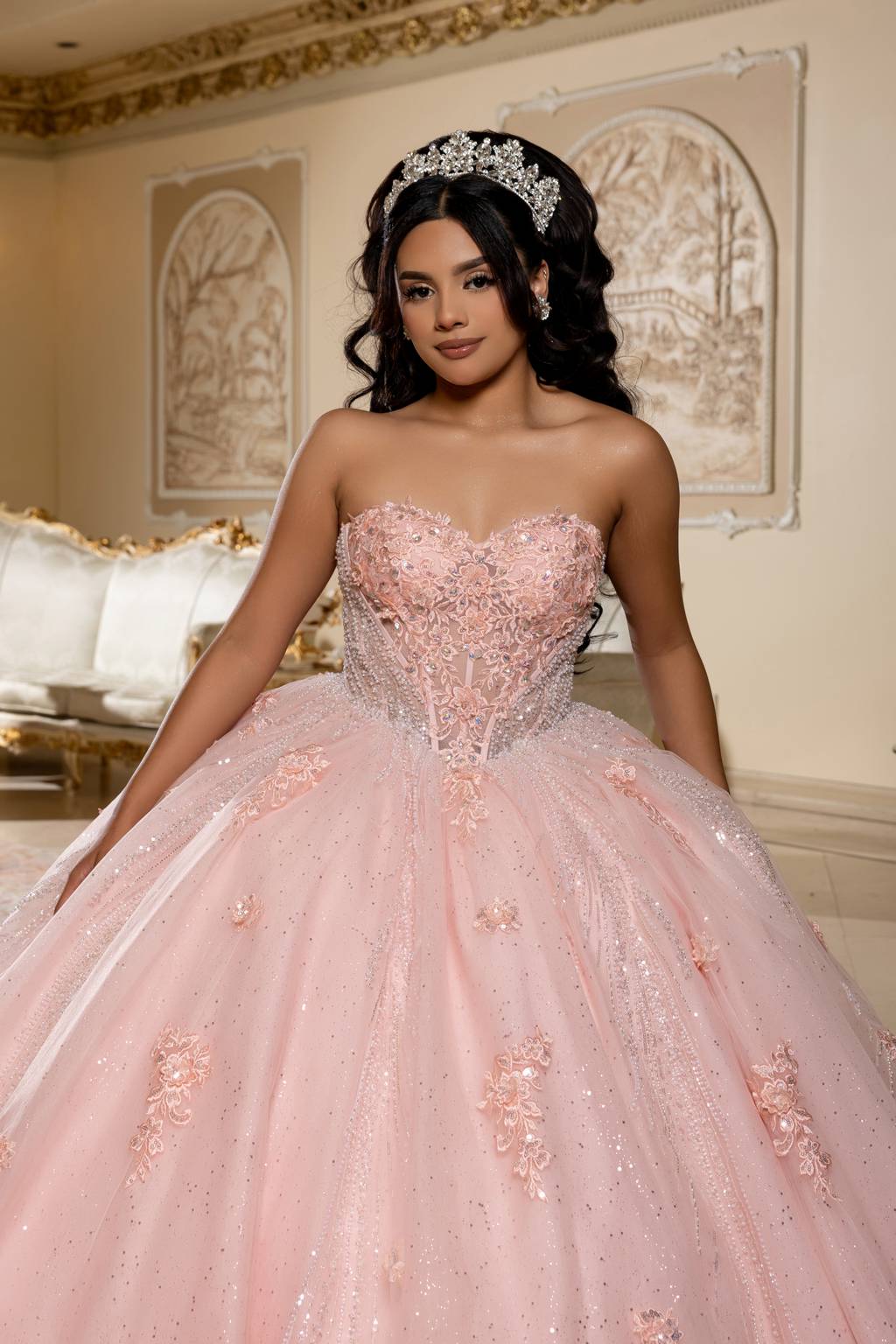 Sweetheart Floor-Length Tulle Quinceañera Ball Gown May Queen LK288