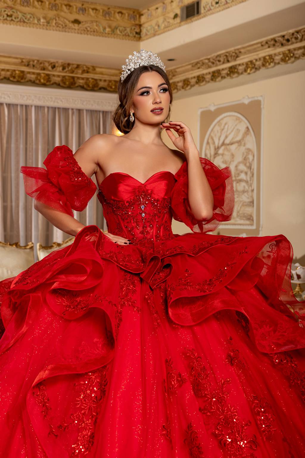 Sweetheart Floor-Length Tulle Prom Ball Gown May Queen LK289