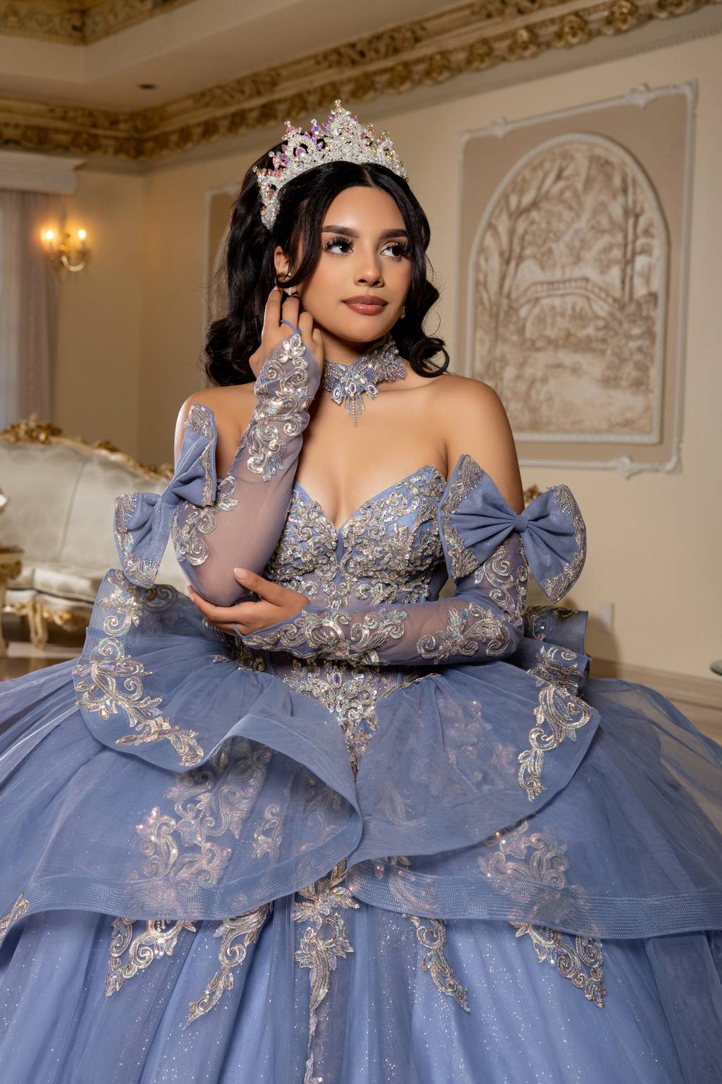 Sweetheart Floor-Length with Train Tulle Quinceañera Ball Gown May Queen LK291