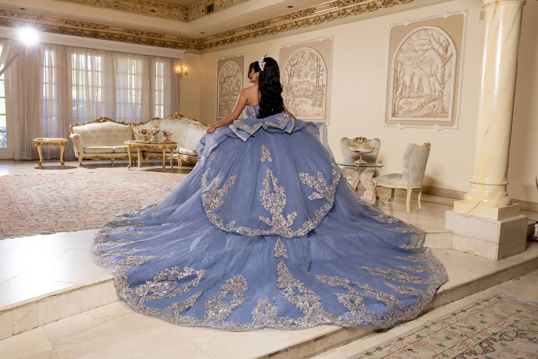 Sweetheart Floor-Length with Train Tulle Quinceañera Ball Gown May Queen LK291