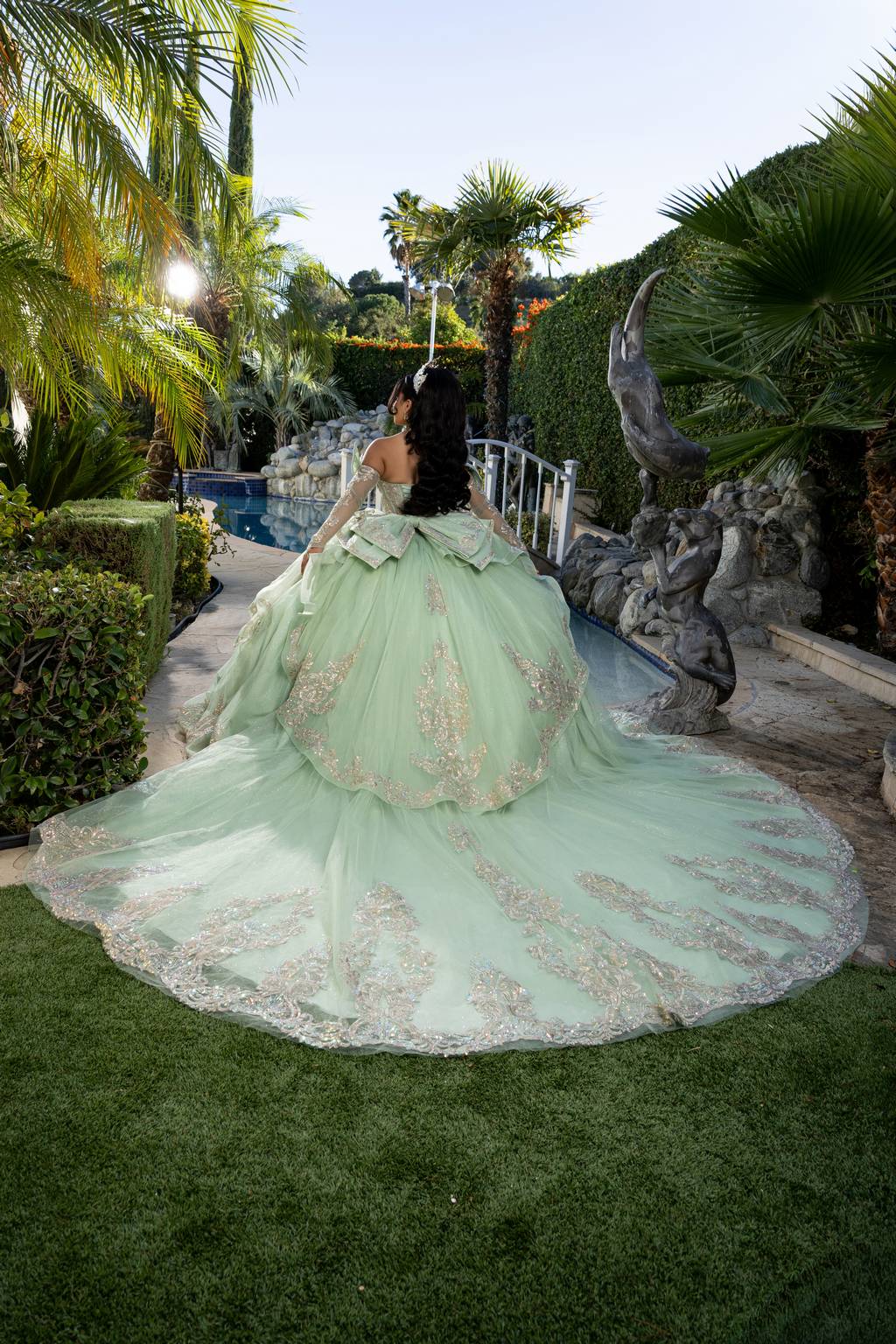 Sweetheart Floor-Length with Train Tulle Quinceañera Ball Gown May Queen LK291