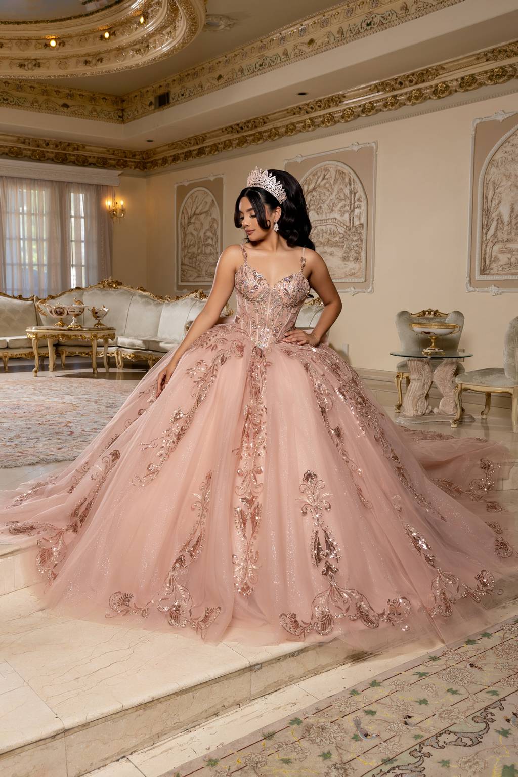 Sweetheart Floor-Length Tulle Quinceañera Ball Gown May Queen LK294