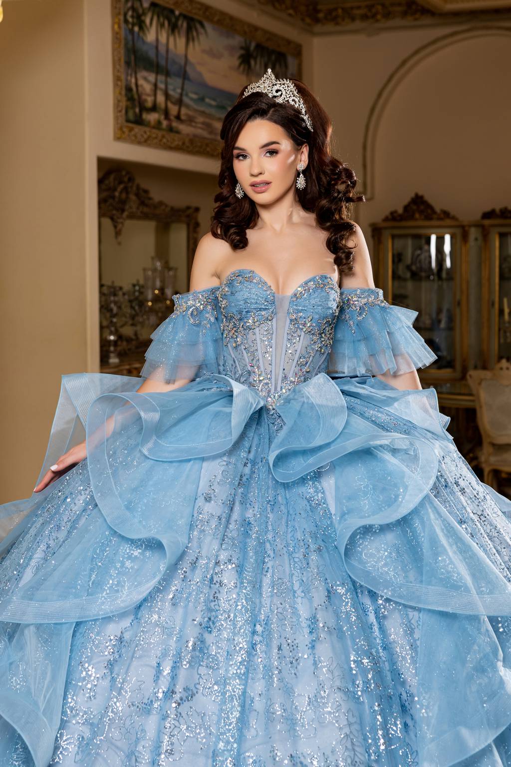 Sweetheart Floor-Length Tulle Quinceañera Ball Gown May Queen LK296