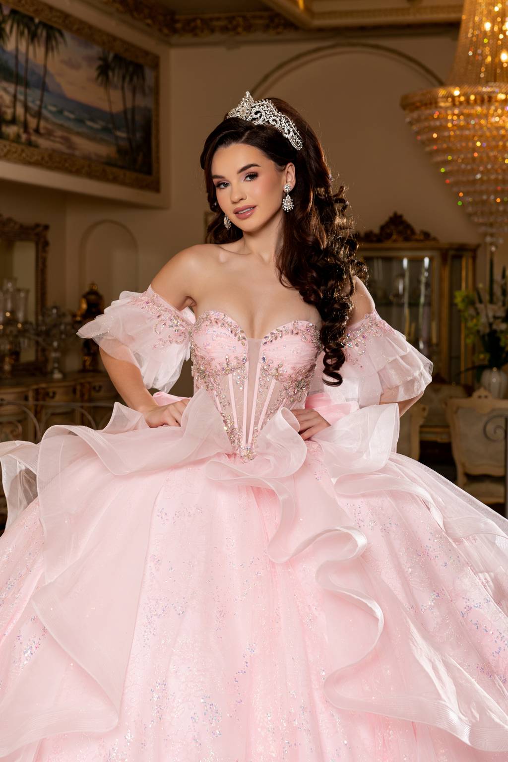 Sweetheart Floor-Length Tulle Quinceañera Ball Gown May Queen LK296