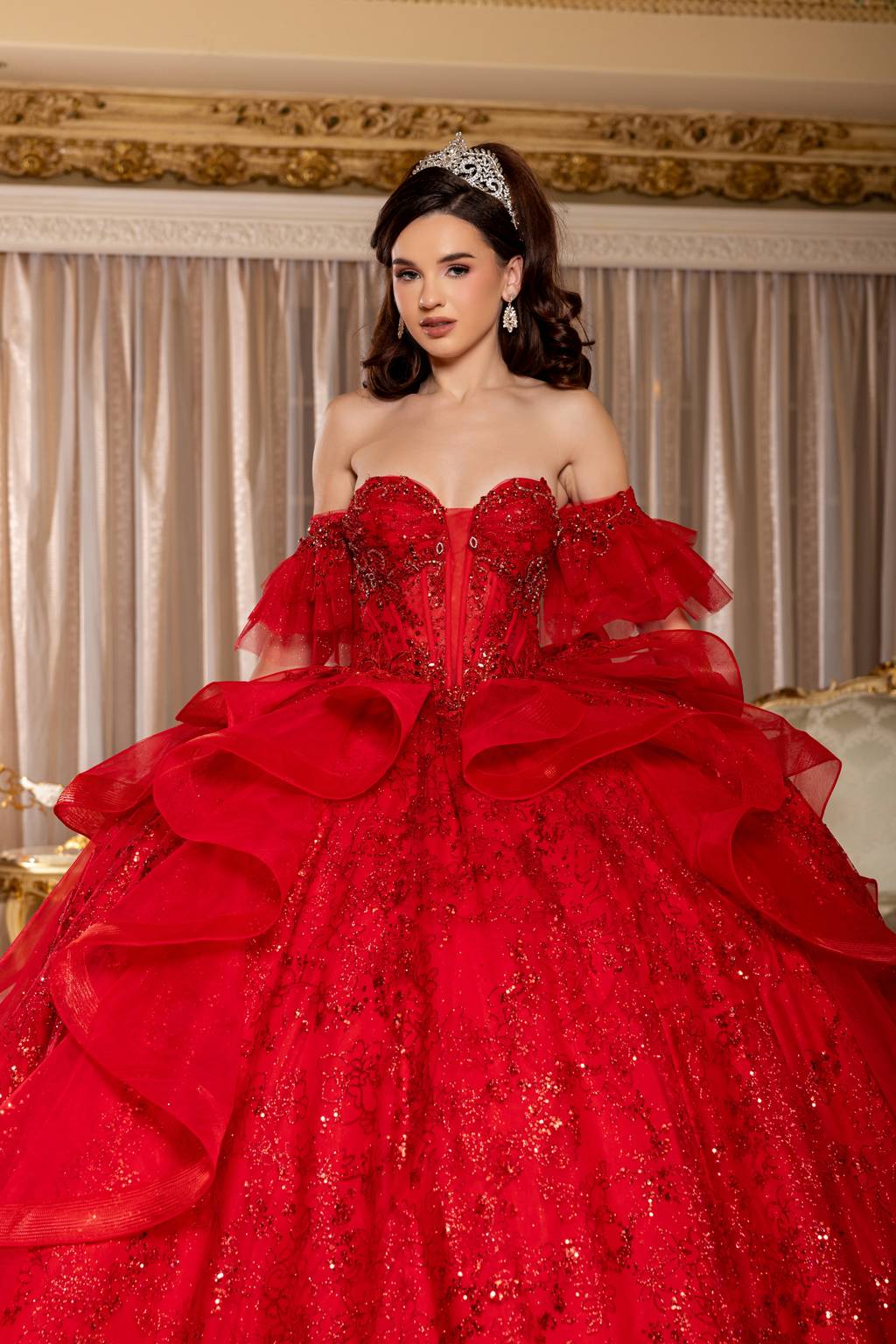 Sweetheart Floor-Length Tulle Quinceañera Ball Gown May Queen LK296