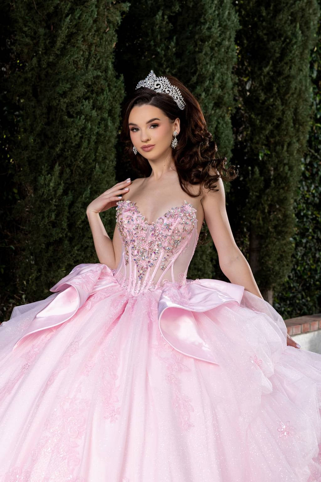 Illusion Floor-Length Tulle Quinceañera Ball Gown May Queen LK299