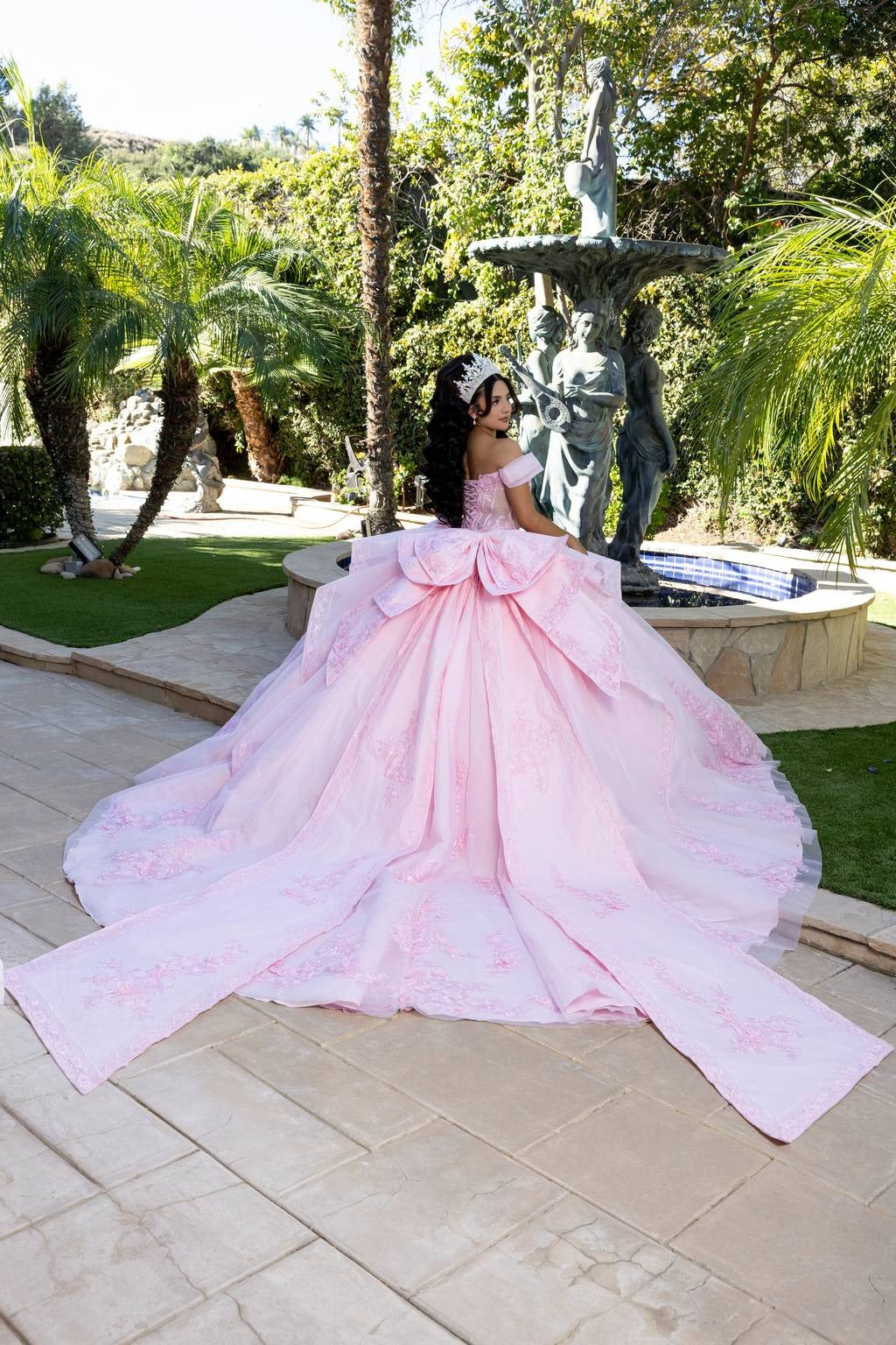 Off-the-Shoulder Floor-Length Tulle Quinceañera Ball Gown May Queen LK304
