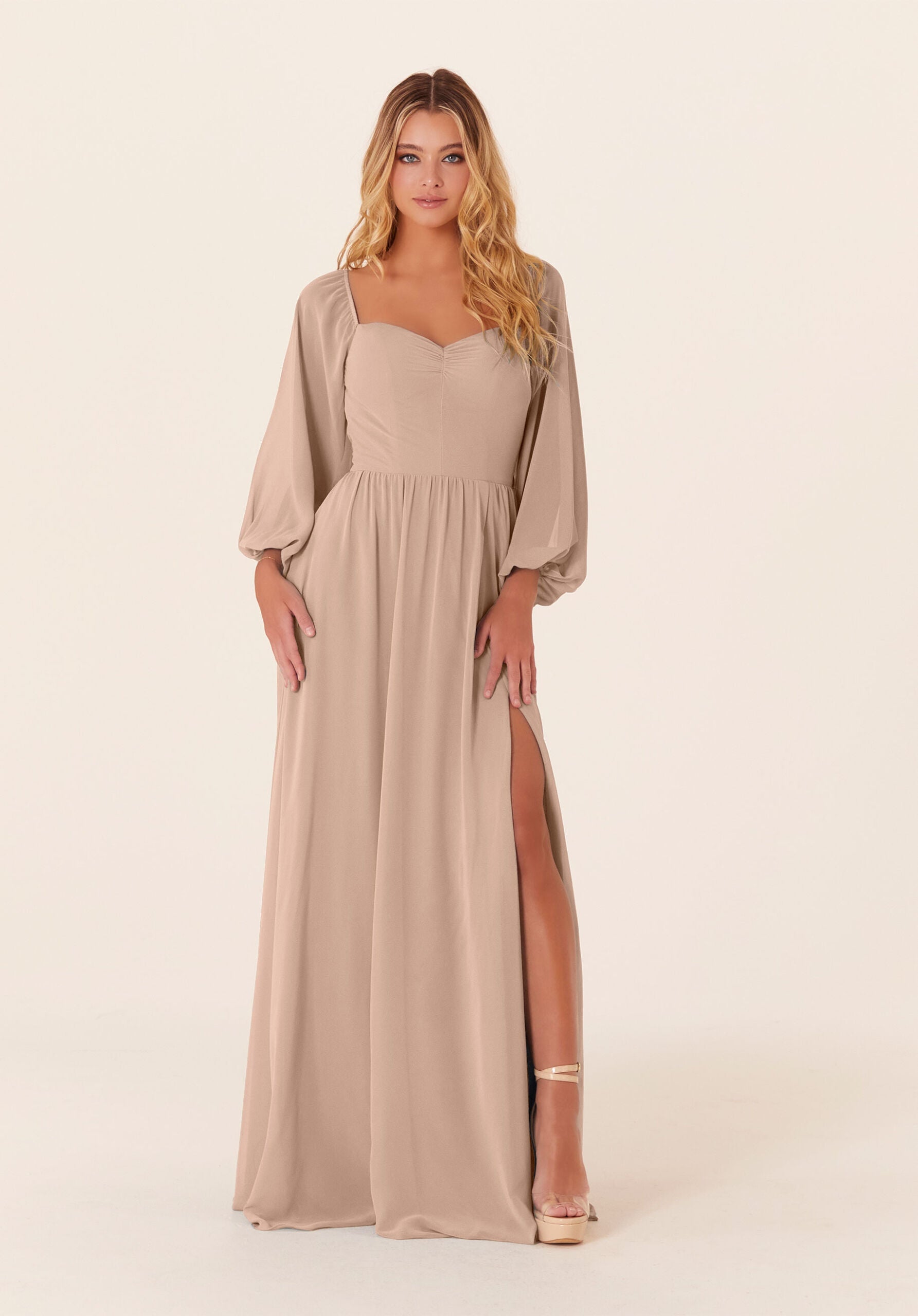 Mother of the Bride Dresses Long Formal A Line Mother of the Bride Dress Latte-Chiffon-21830-Pleated