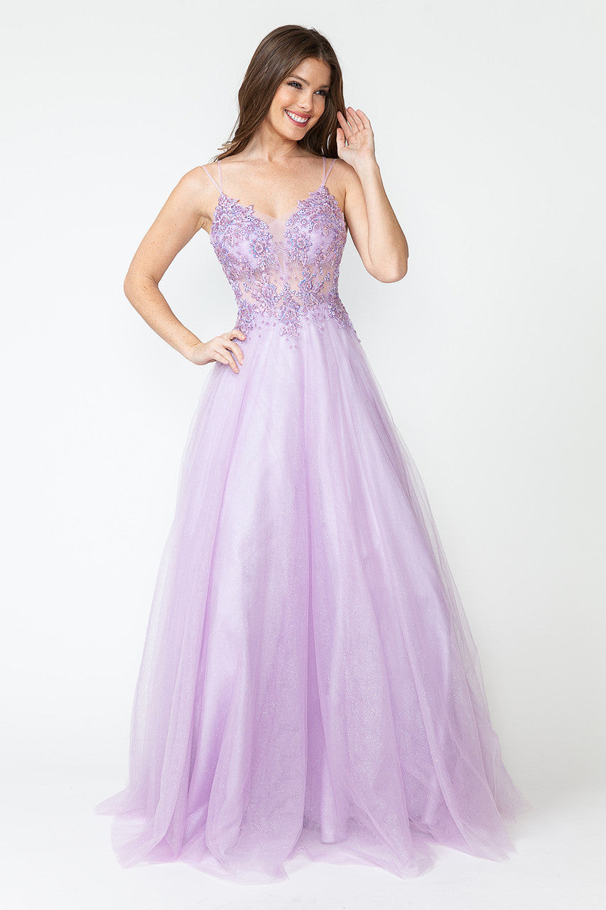 Prom Dresses Sequin Long Beaded Formal Prom Dress Lenovia 8182 Lilac-Tulle-8182-Beaded