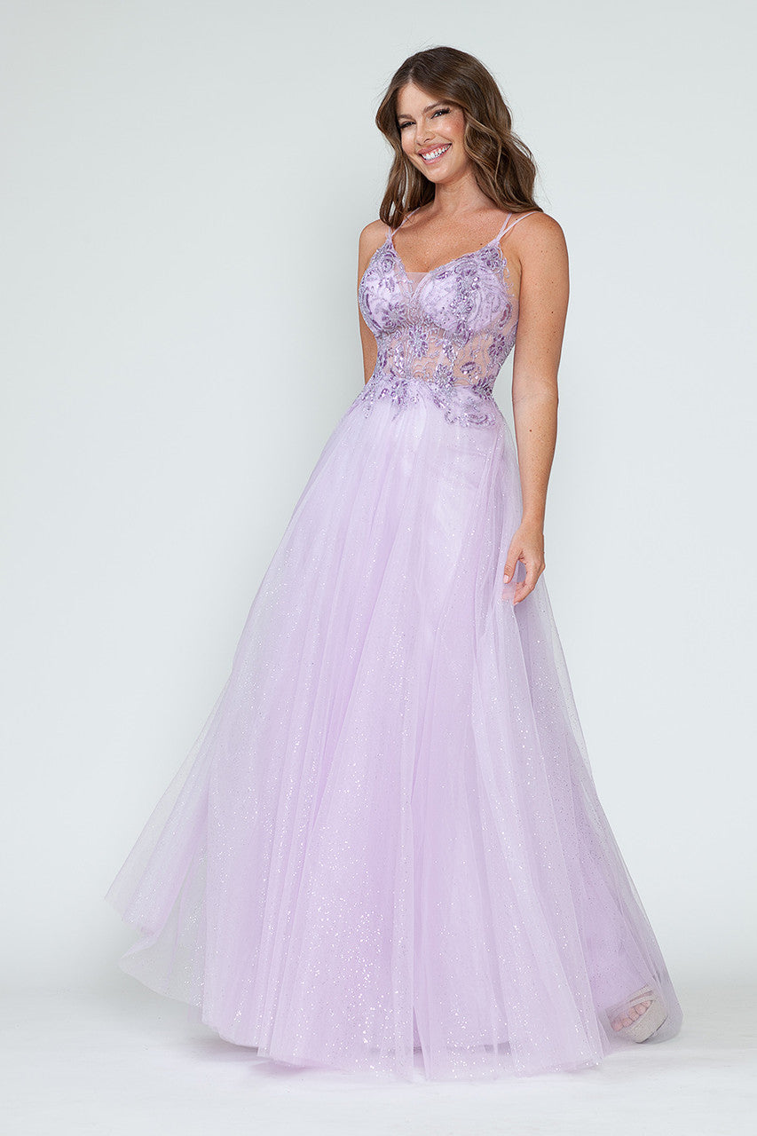 Prom Dresses Long Beaded Sequin Formal Prom Dress Lenovia 8183 Lilac-Tulle-8183-Beaded