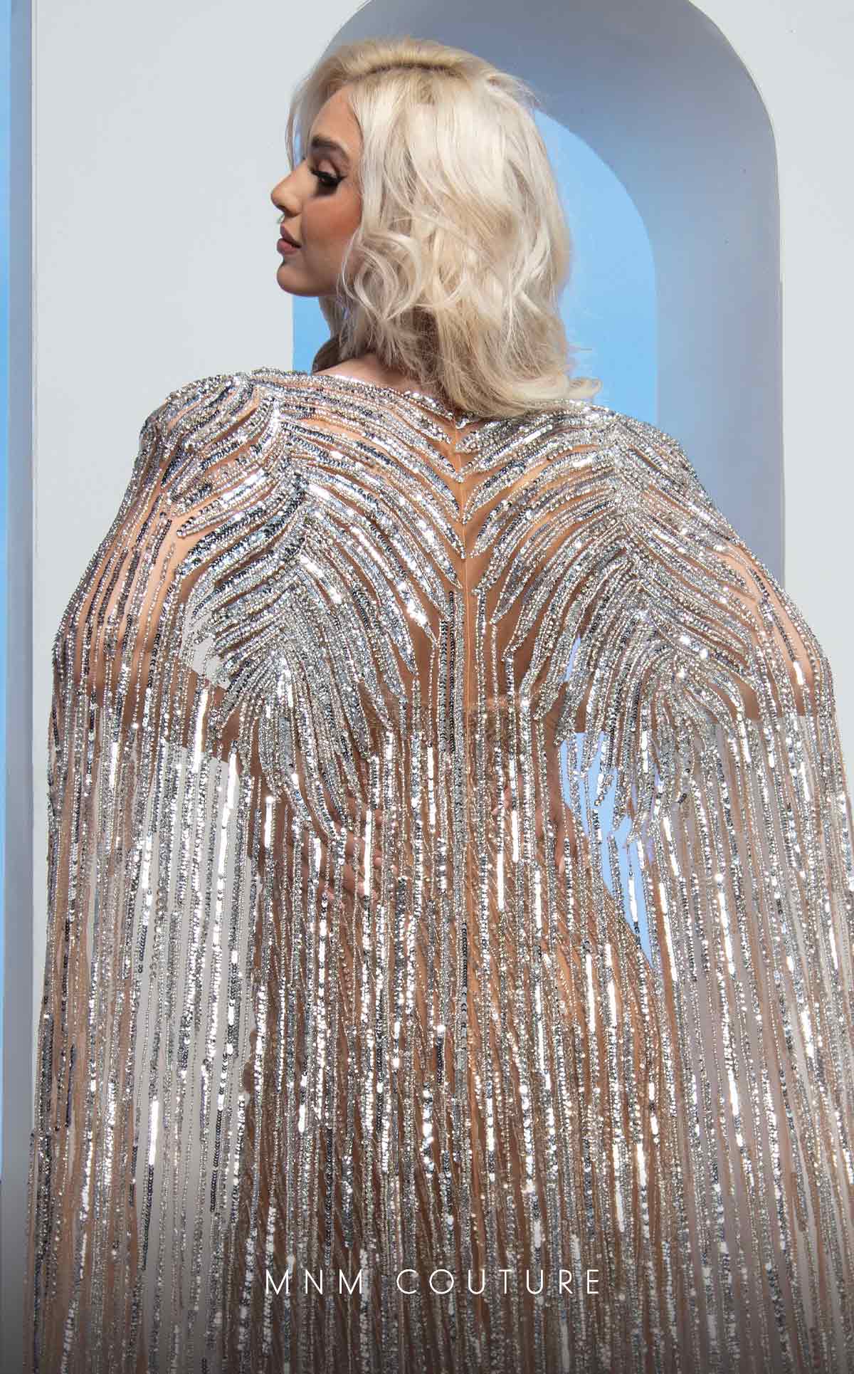 Illusion Floor-Length Sequin Evening Sheath MNM Couture M1003